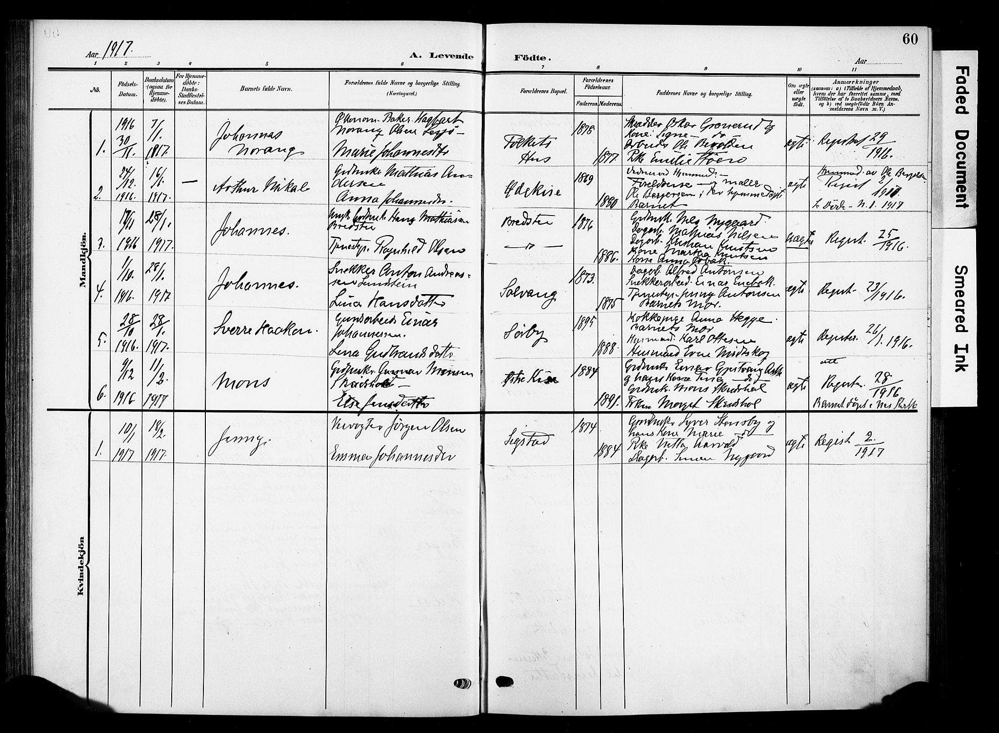 Nes prestekontor, Hedmark, SAH/PREST-020/K/Ka/L0013: Parish register (official) no. 13, 1906-1924, p. 60