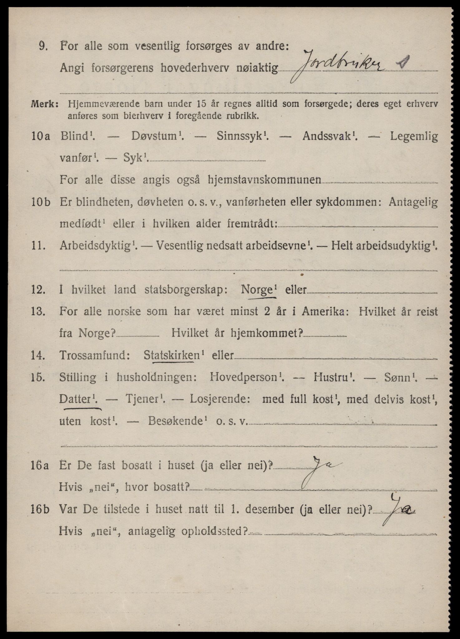 SAT, 1920 census for Vestnes, 1920, p. 1858