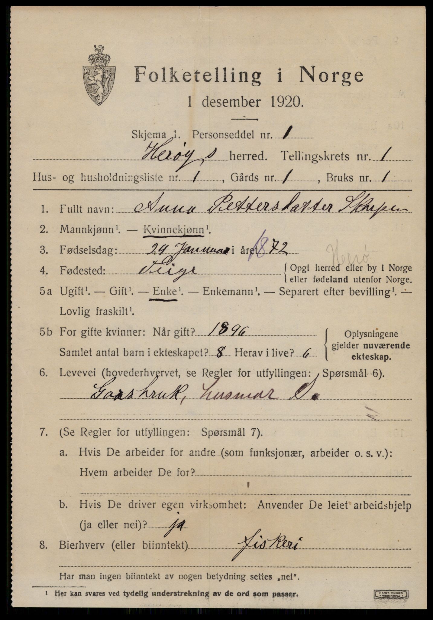 SAT, 1920 census for Herøy (MR), 1920, p. 1431