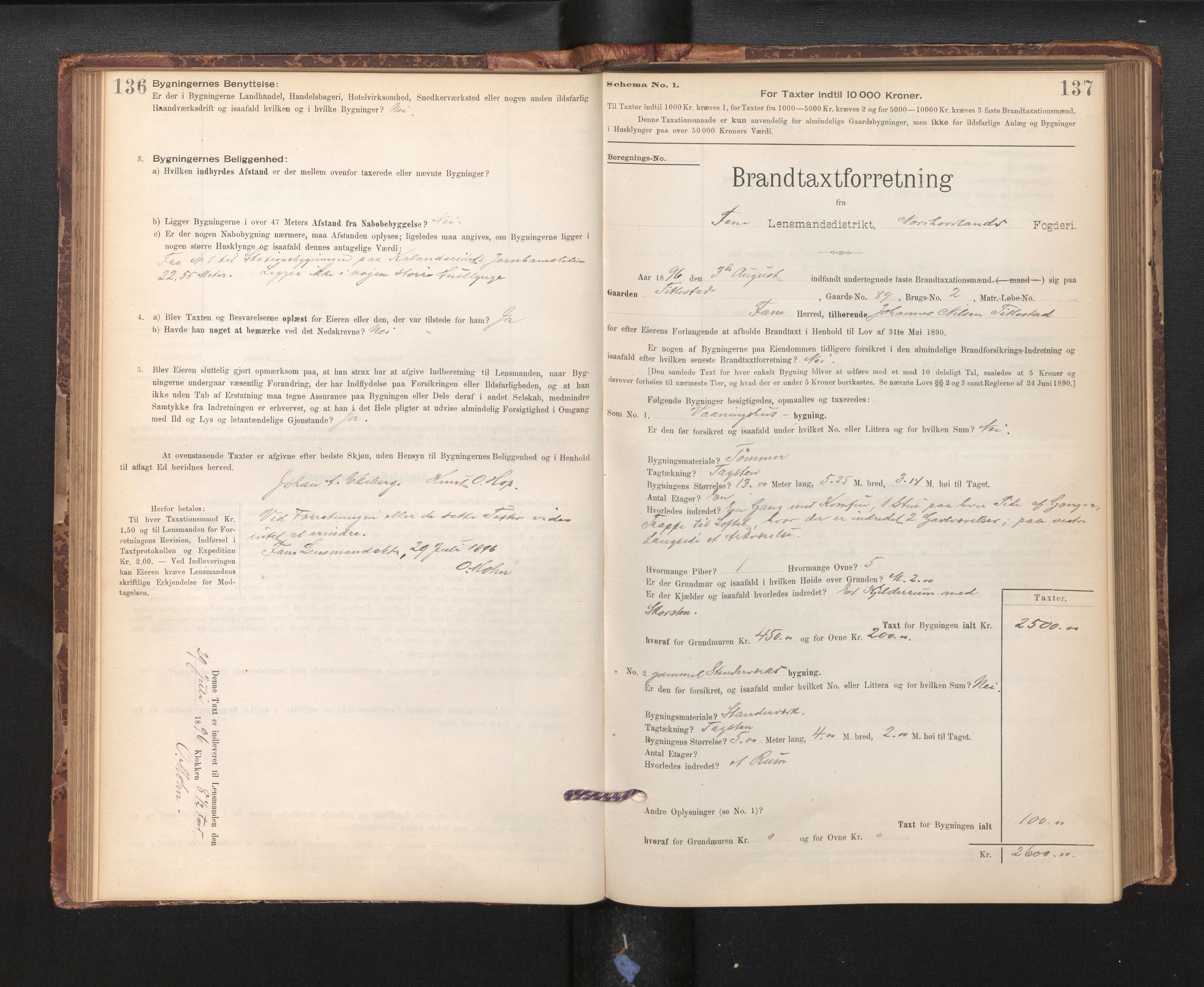 Lensmannen i Fana, AV/SAB-A-31801/0012/L0016: Branntakstprotokoll skjematakst, 1895-1902, p. 136-137