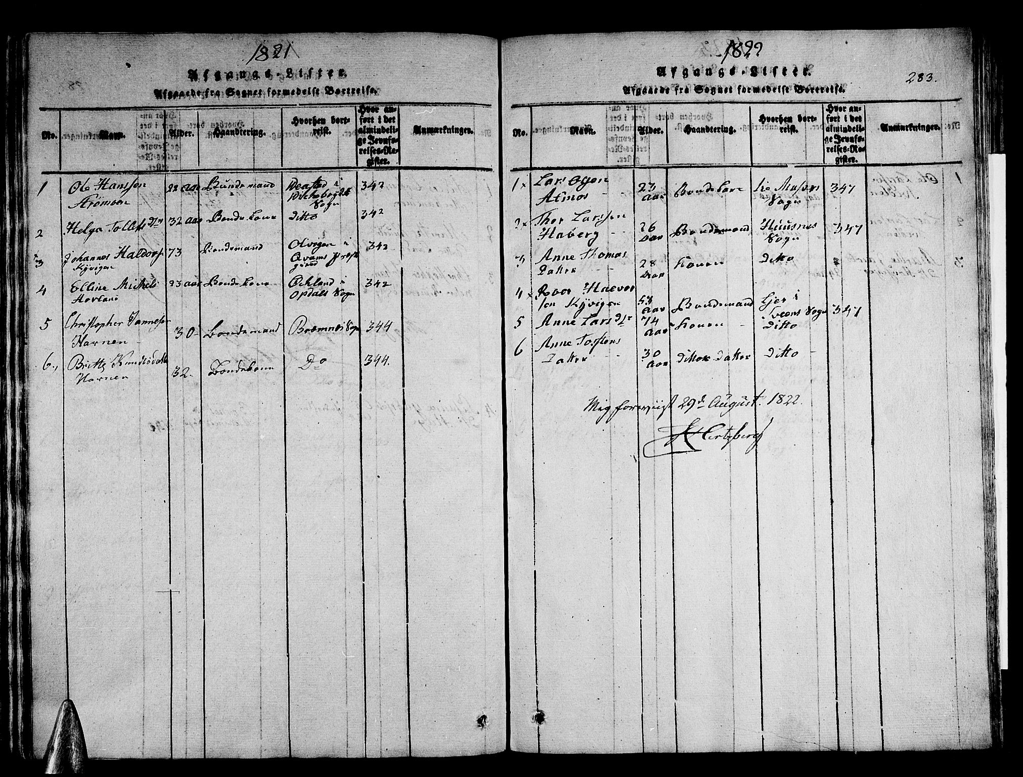 Stord sokneprestembete, SAB/A-78201/H/Haa: Parish register (official) no. A 5, 1816-1825, p. 283