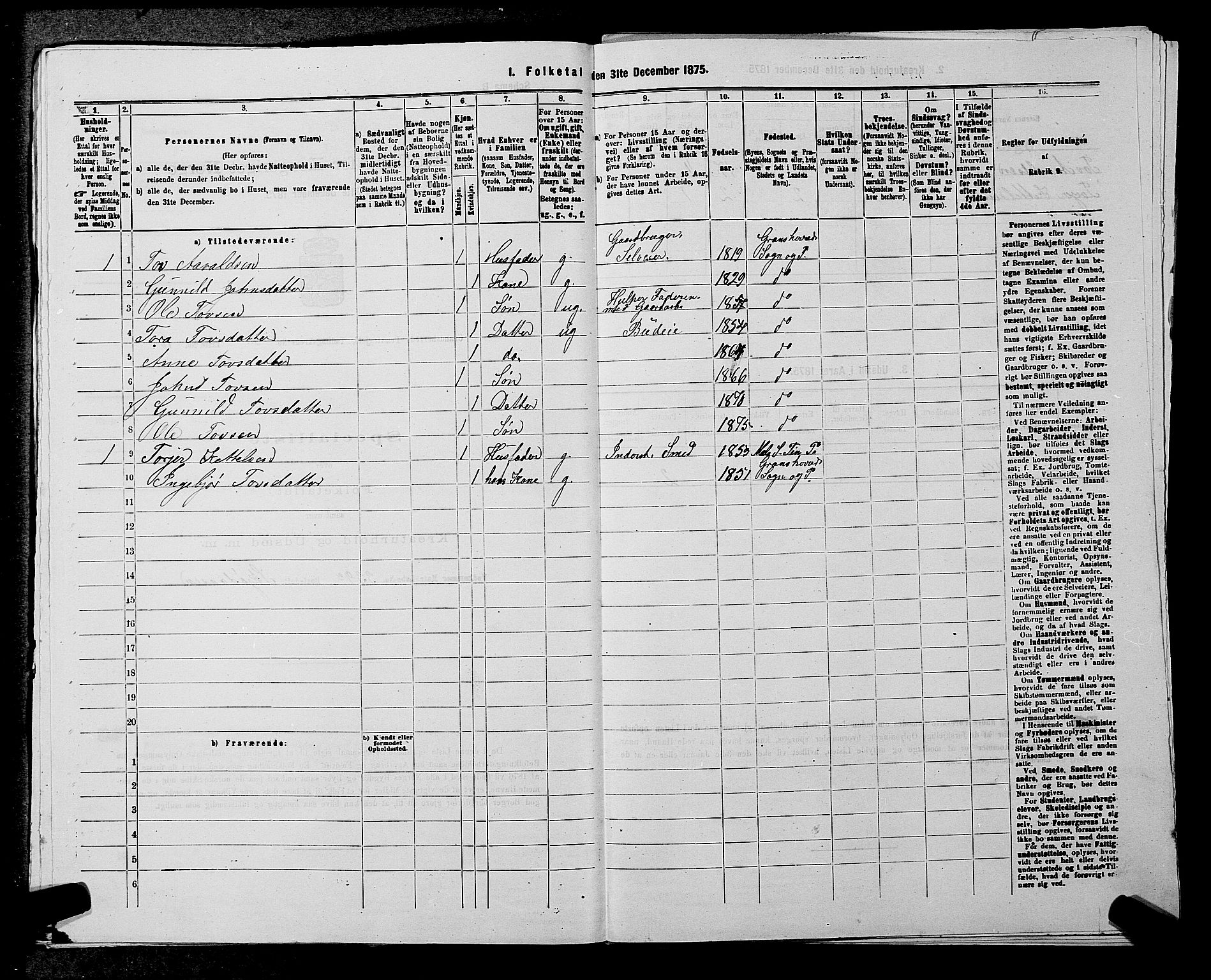 SAKO, 1875 census for 0824P Gransherad, 1875, p. 378