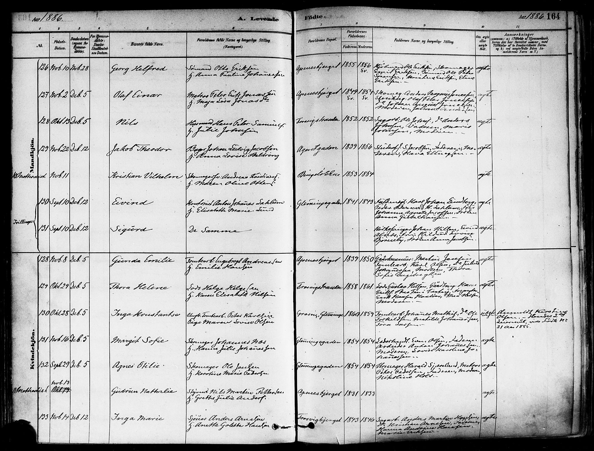 Fredrikstad domkirkes prestekontor Kirkebøker, AV/SAO-A-10906/F/Fa/L0002: Parish register (official) no. 2, 1878-1894, p. 164