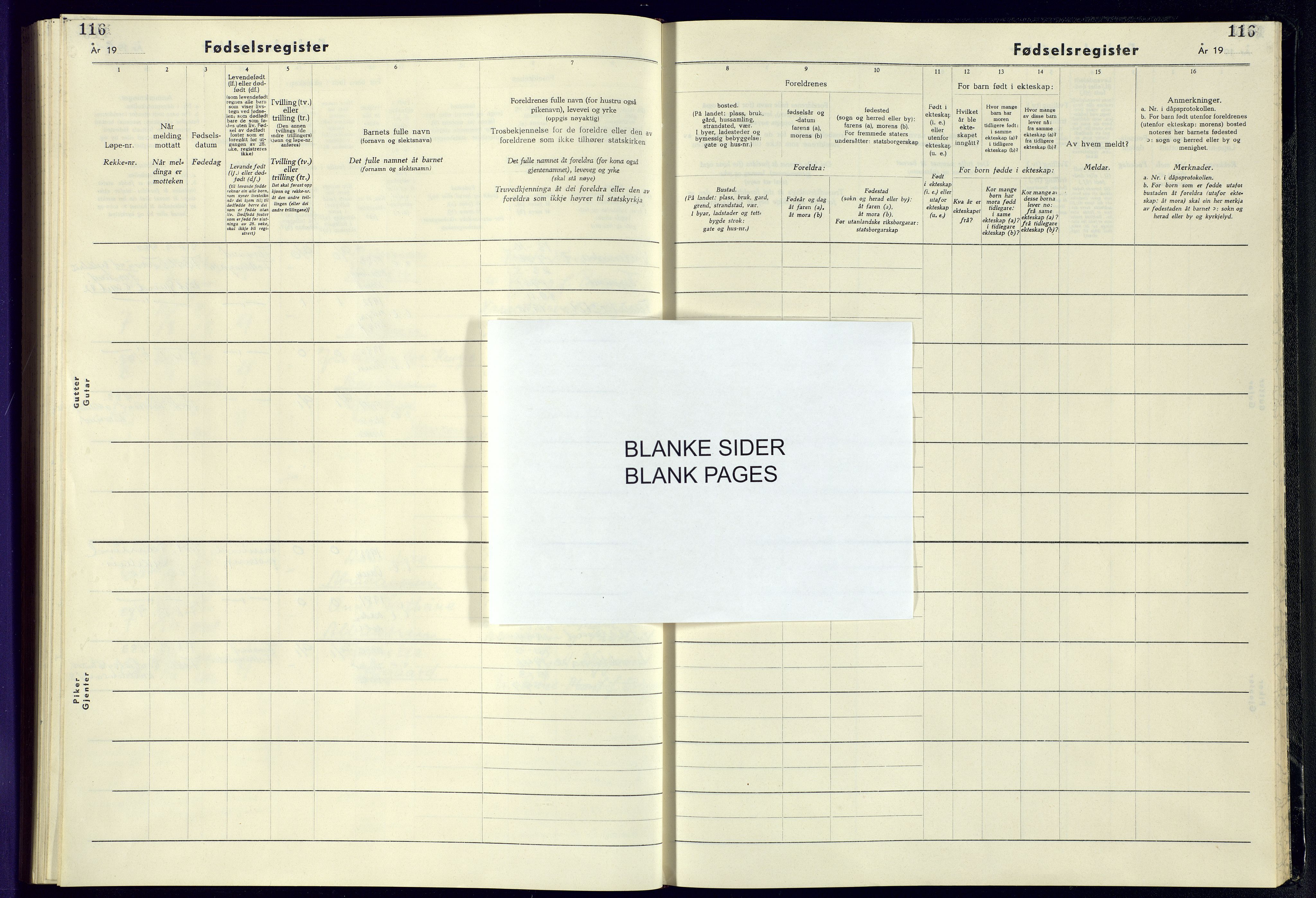 Farsund sokneprestkontor, AV/SAK-1111-0009/J/Ja/L0003: Birth register no. A-VI-10, 1964-1982, p. 116