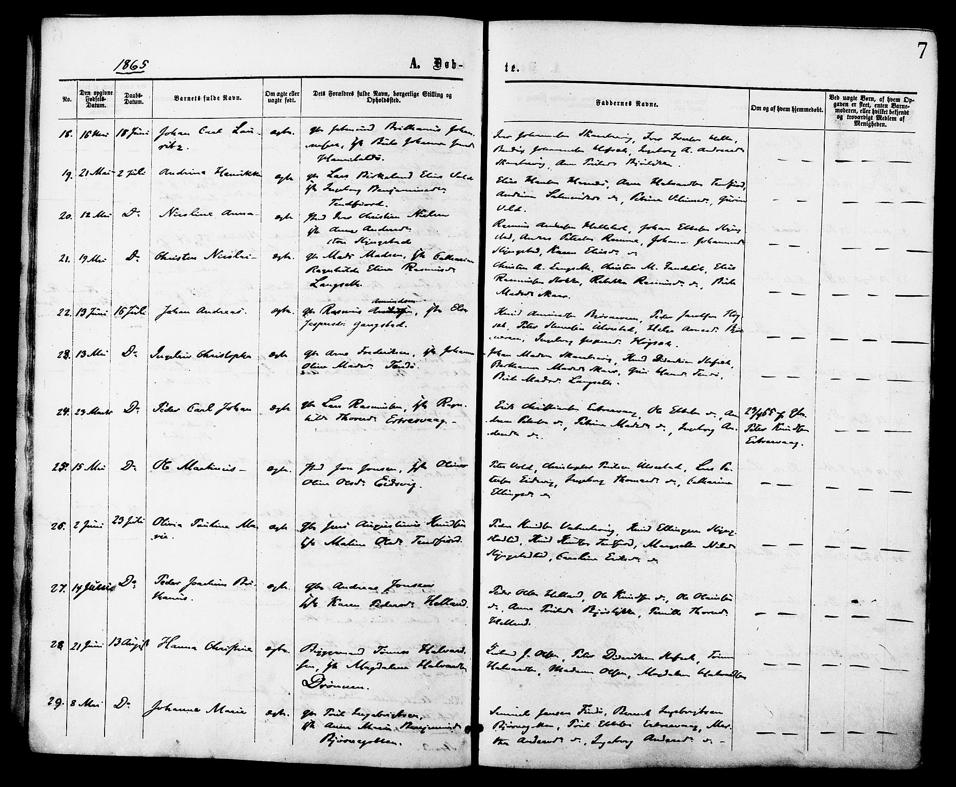 Ministerialprotokoller, klokkerbøker og fødselsregistre - Møre og Romsdal, AV/SAT-A-1454/525/L0373: Parish register (official) no. 525A03, 1864-1879, p. 7