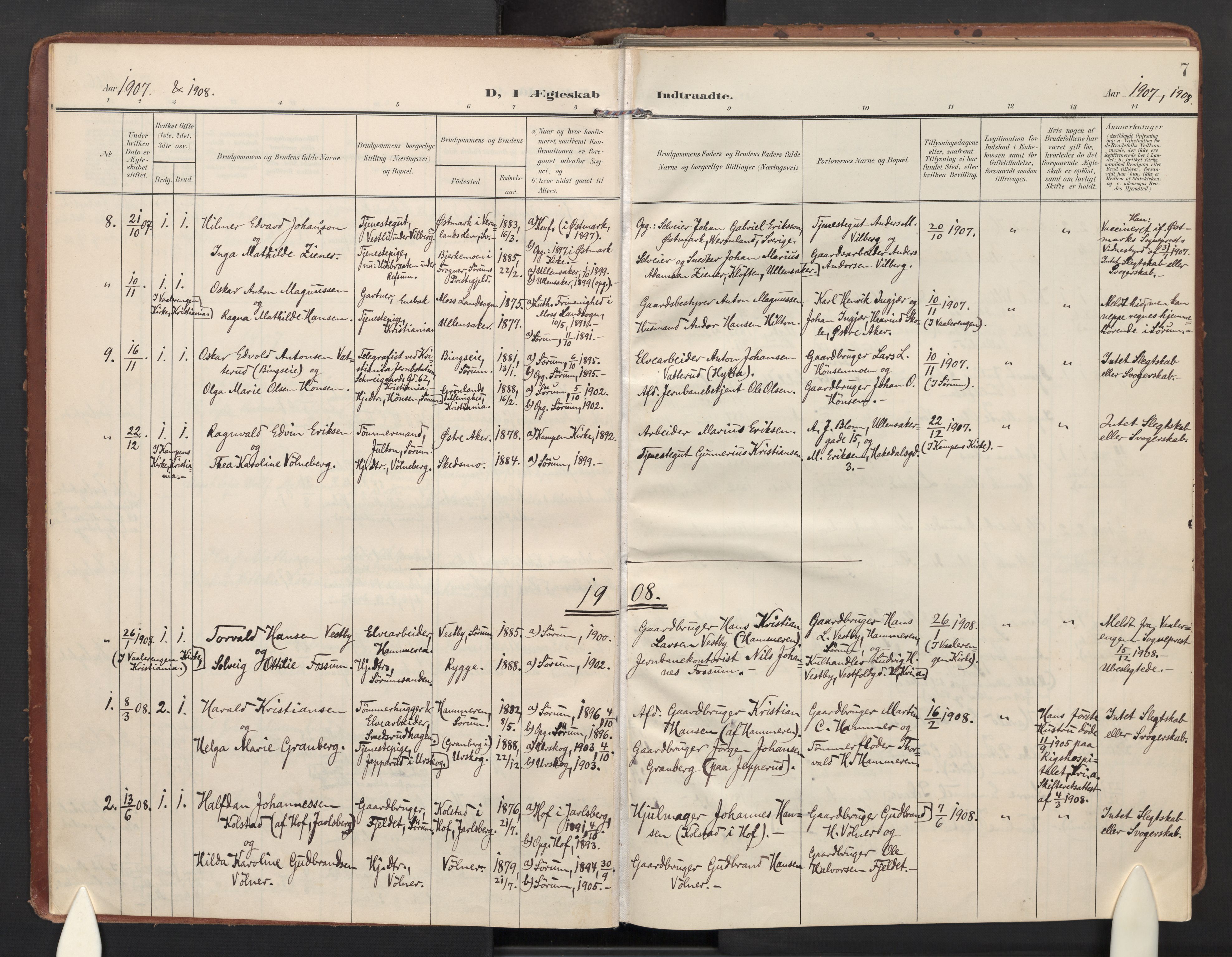 Sørum prestekontor Kirkebøker, AV/SAO-A-10303/F/Fa/L0009: Parish register (official) no. I 9, 1905-1931, p. 7