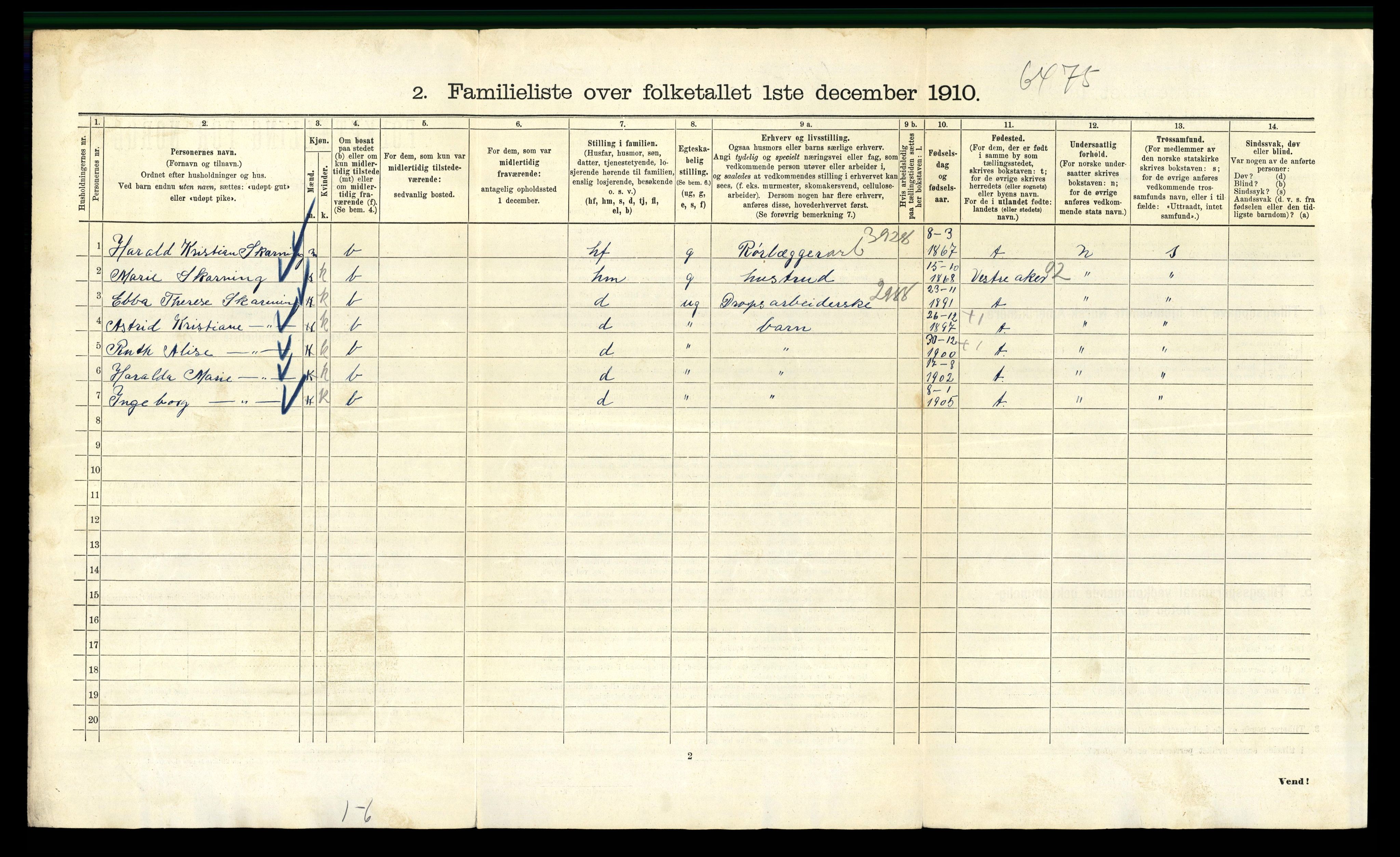 RA, 1910 census for Kristiania, 1910, p. 89126