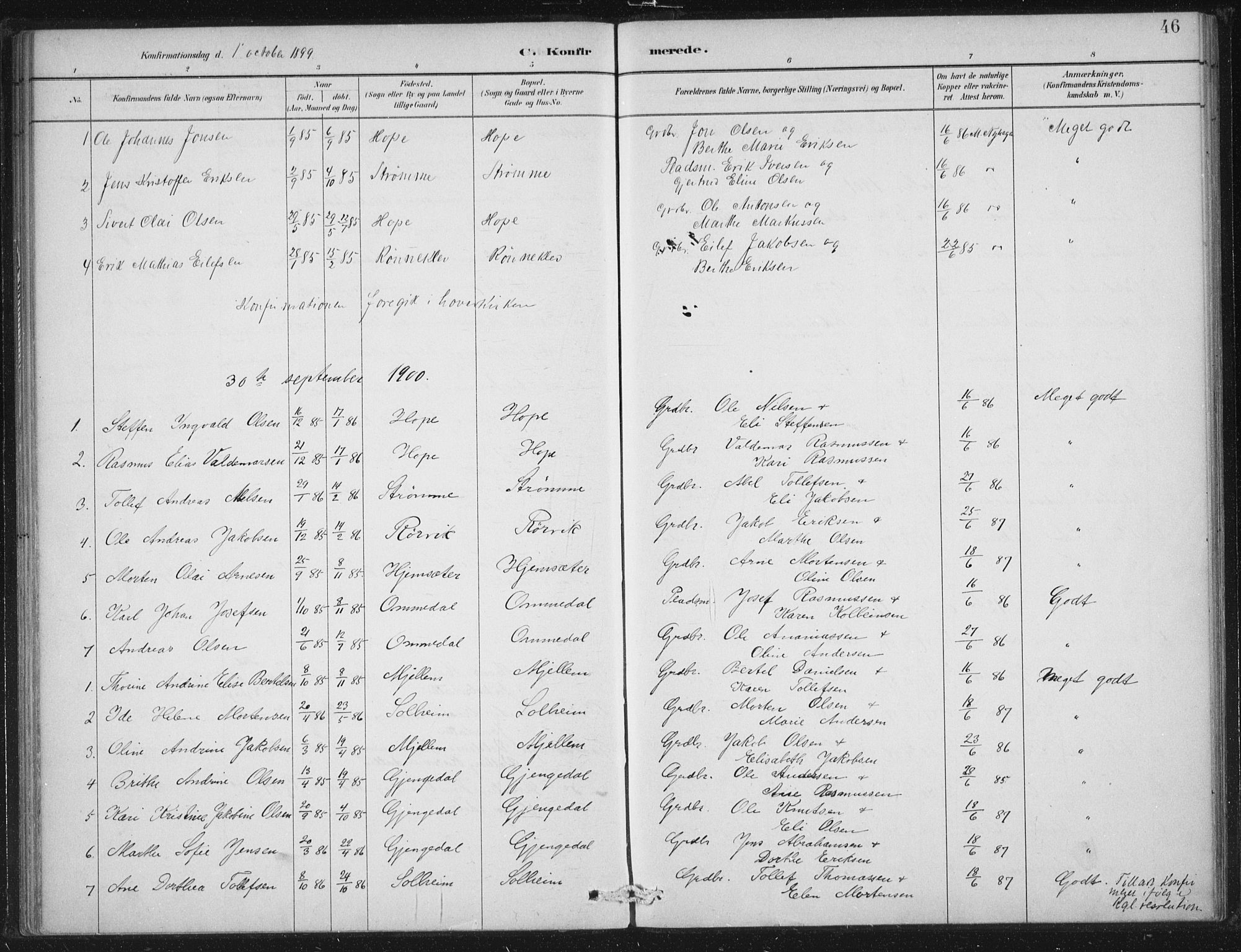 Gloppen sokneprestembete, SAB/A-80101/H/Haa/Haae/L0001: Parish register (official) no. E  1, 1885-1904, p. 46