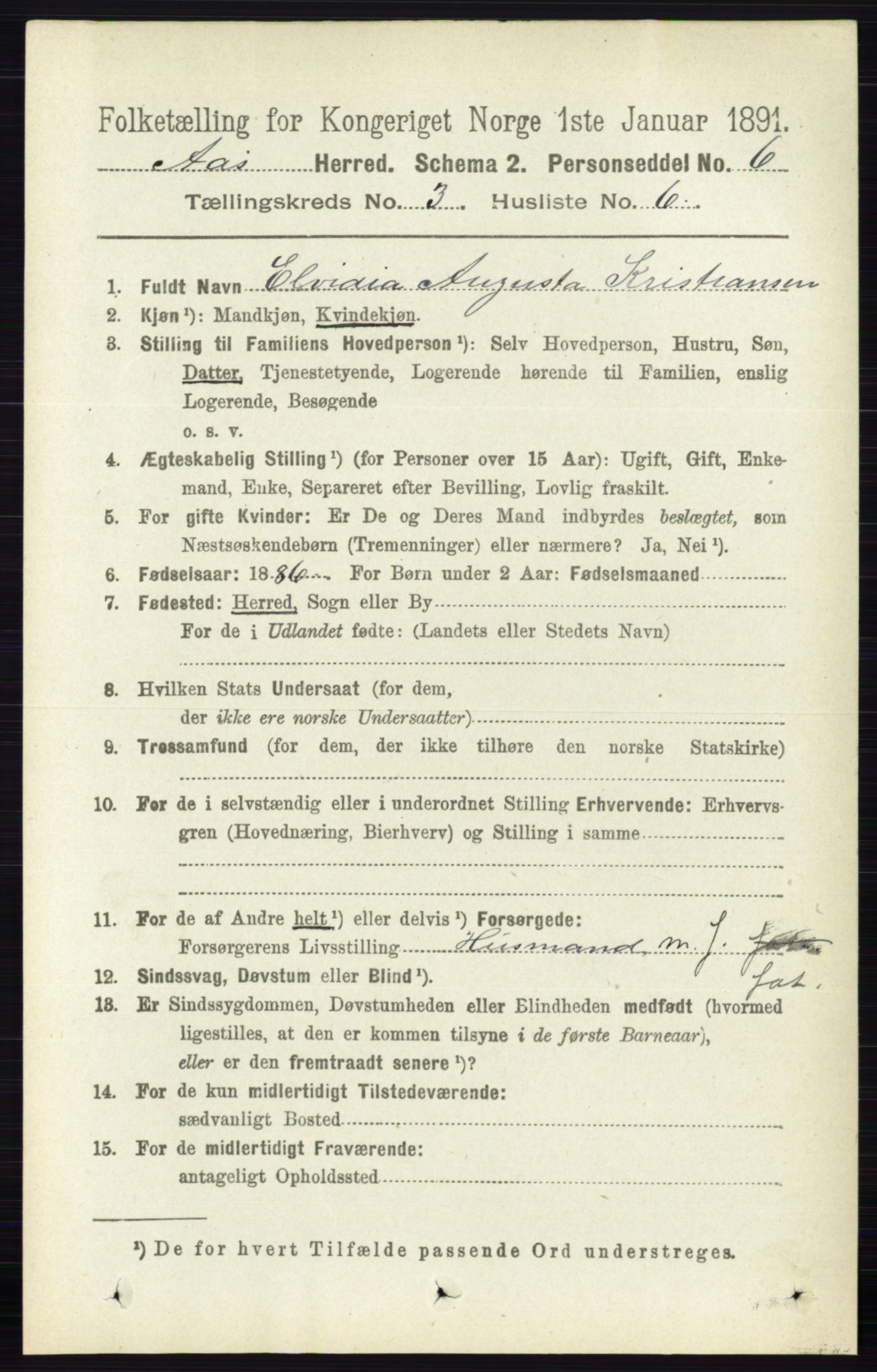 RA, 1891 census for 0214 Ås, 1891, p. 2167