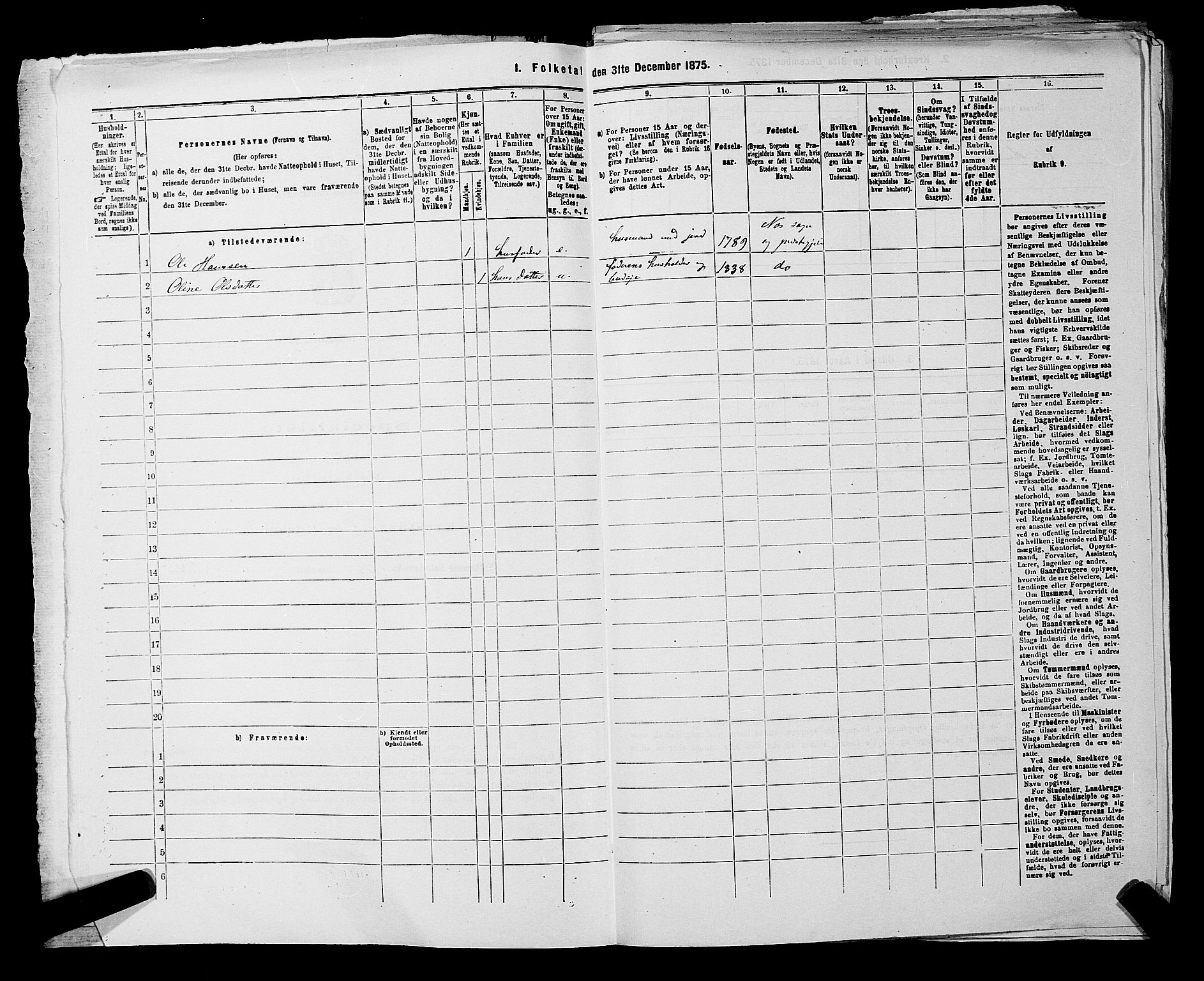 RA, 1875 census for 0236P Nes, 1875, p. 2700