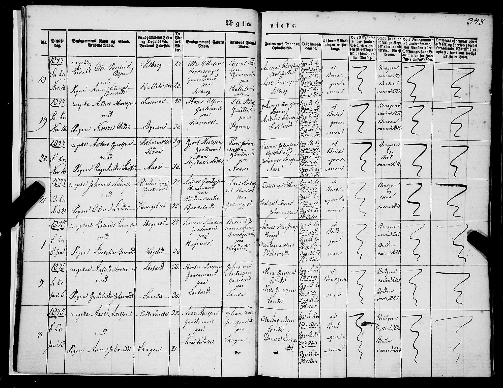 Gaular sokneprestembete, SAB/A-80001/H/Haa: Parish register (official) no. A 4II, 1841-1859, p. 343