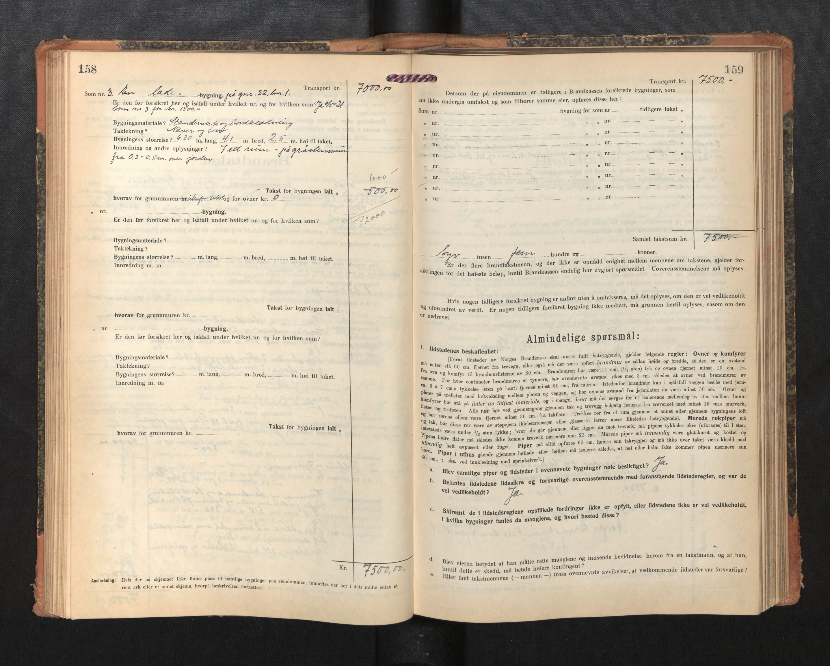 Lensmannen i Førde, AV/SAB-A-27401/0012/L0009: Branntakstprotokoll, skjematakst, 1922-1946, p. 158-159