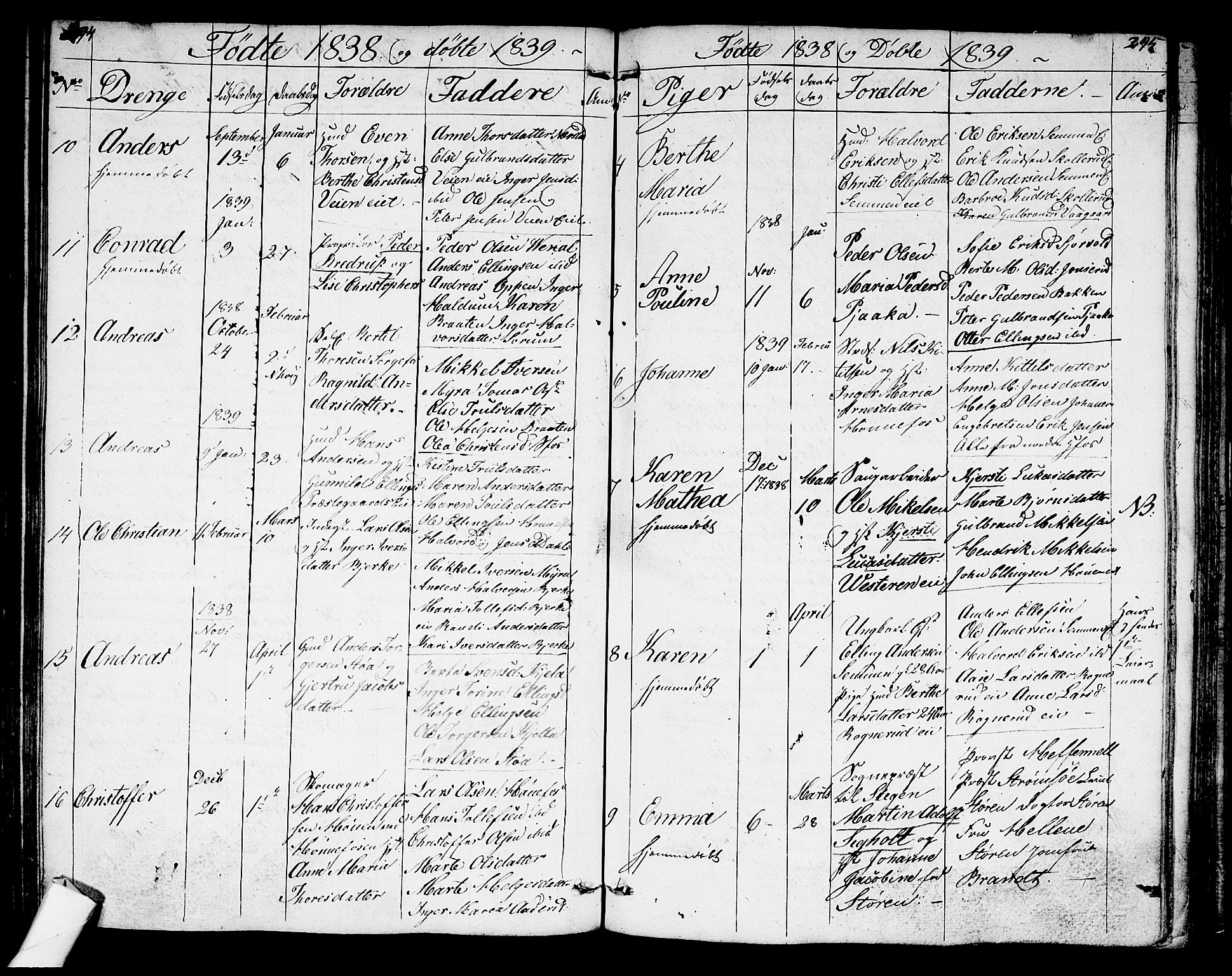 Norderhov kirkebøker, AV/SAKO-A-237/G/Ga/L0004: Parish register (copy) no. I 4, 1824-1849, p. 294-295