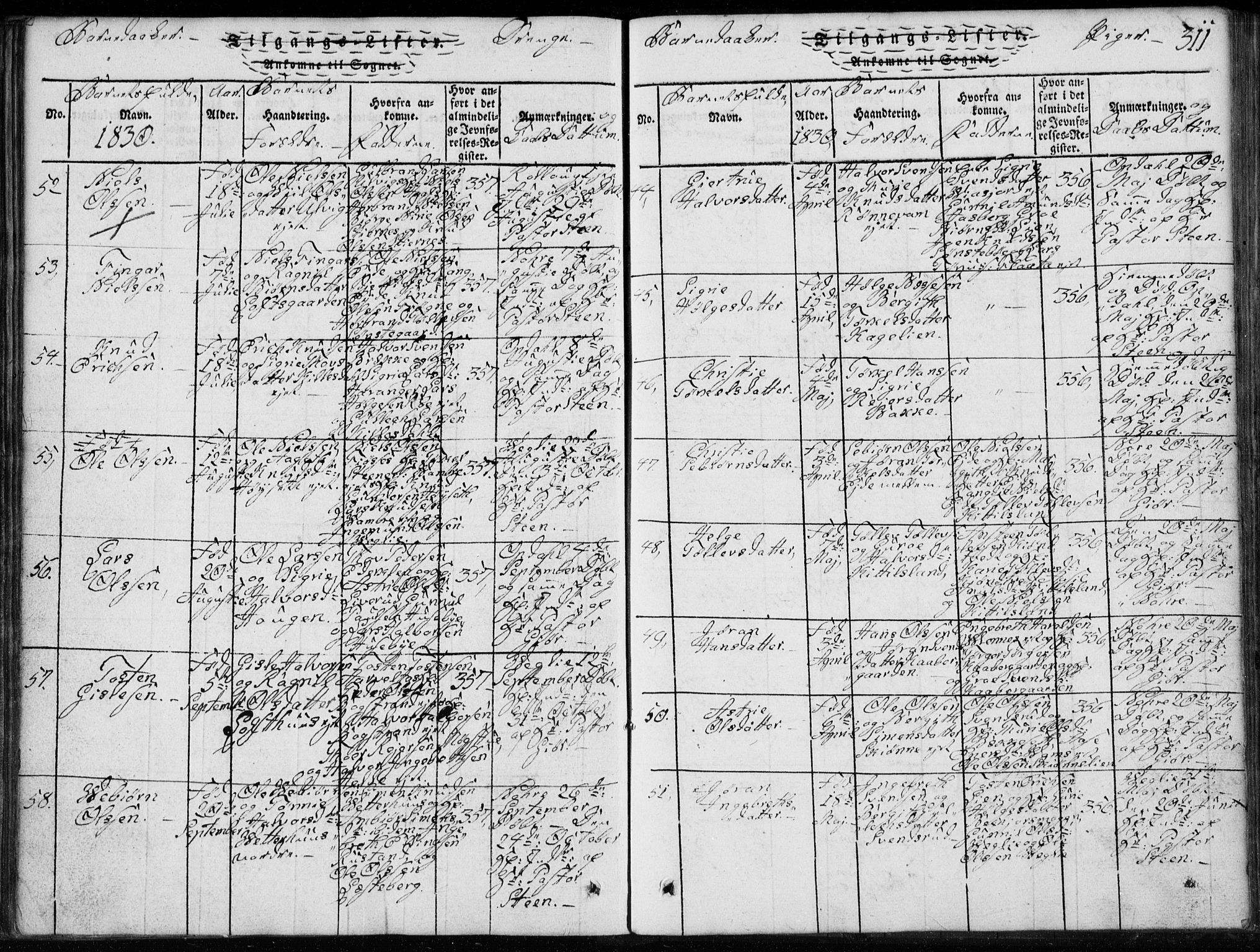 Rollag kirkebøker, AV/SAKO-A-240/G/Ga/L0001: Parish register (copy) no. I 1, 1814-1831, p. 311