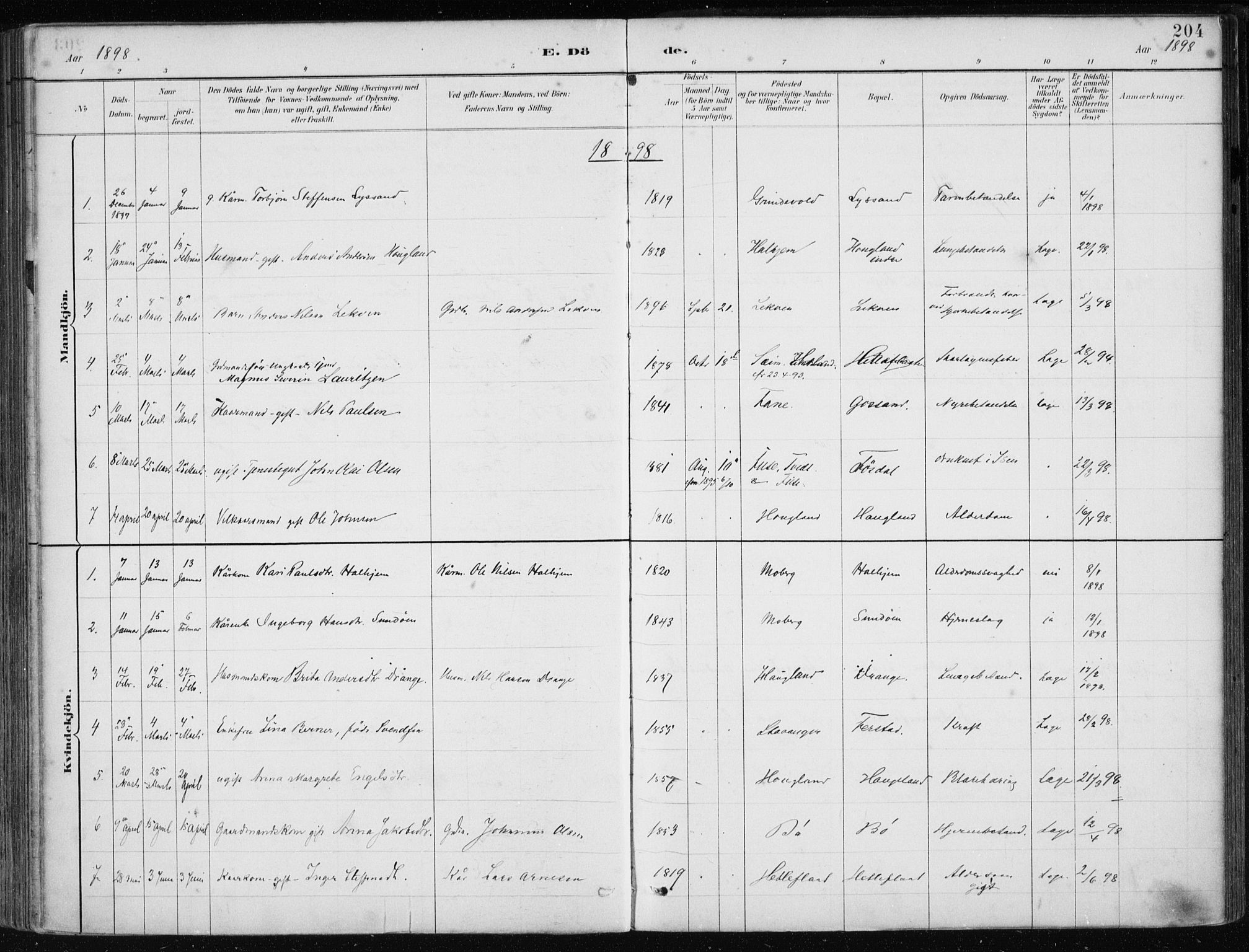 Os sokneprestembete, SAB/A-99929: Parish register (official) no. B 1, 1885-1902, p. 204