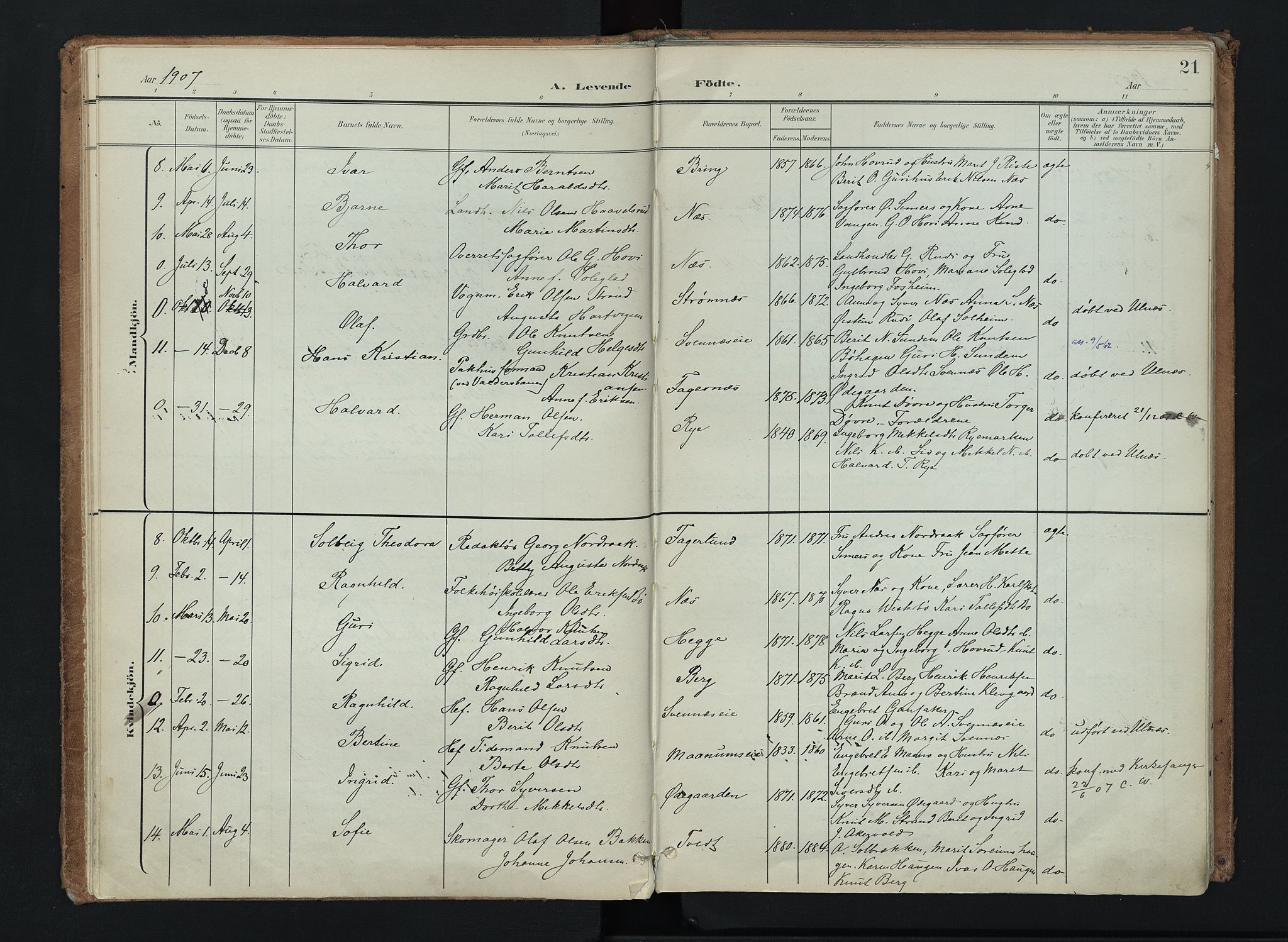 Nord-Aurdal prestekontor, SAH/PREST-132/H/Ha/Haa/L0016: Parish register (official) no. 16, 1897-1925, p. 21