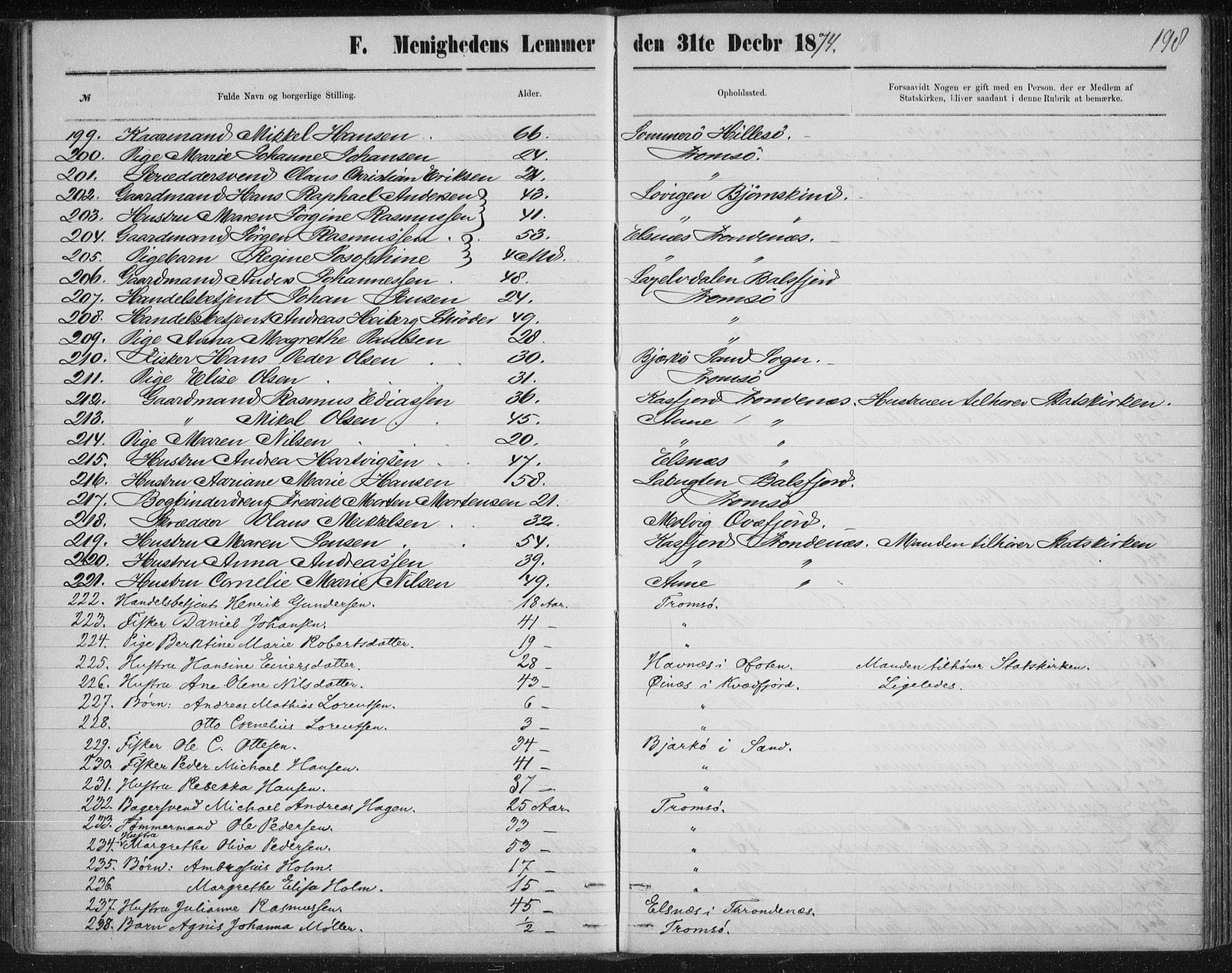 Uten arkivreferanse, SATØ/-: Dissenter register no. DP 3, 1871-1893, p. 198