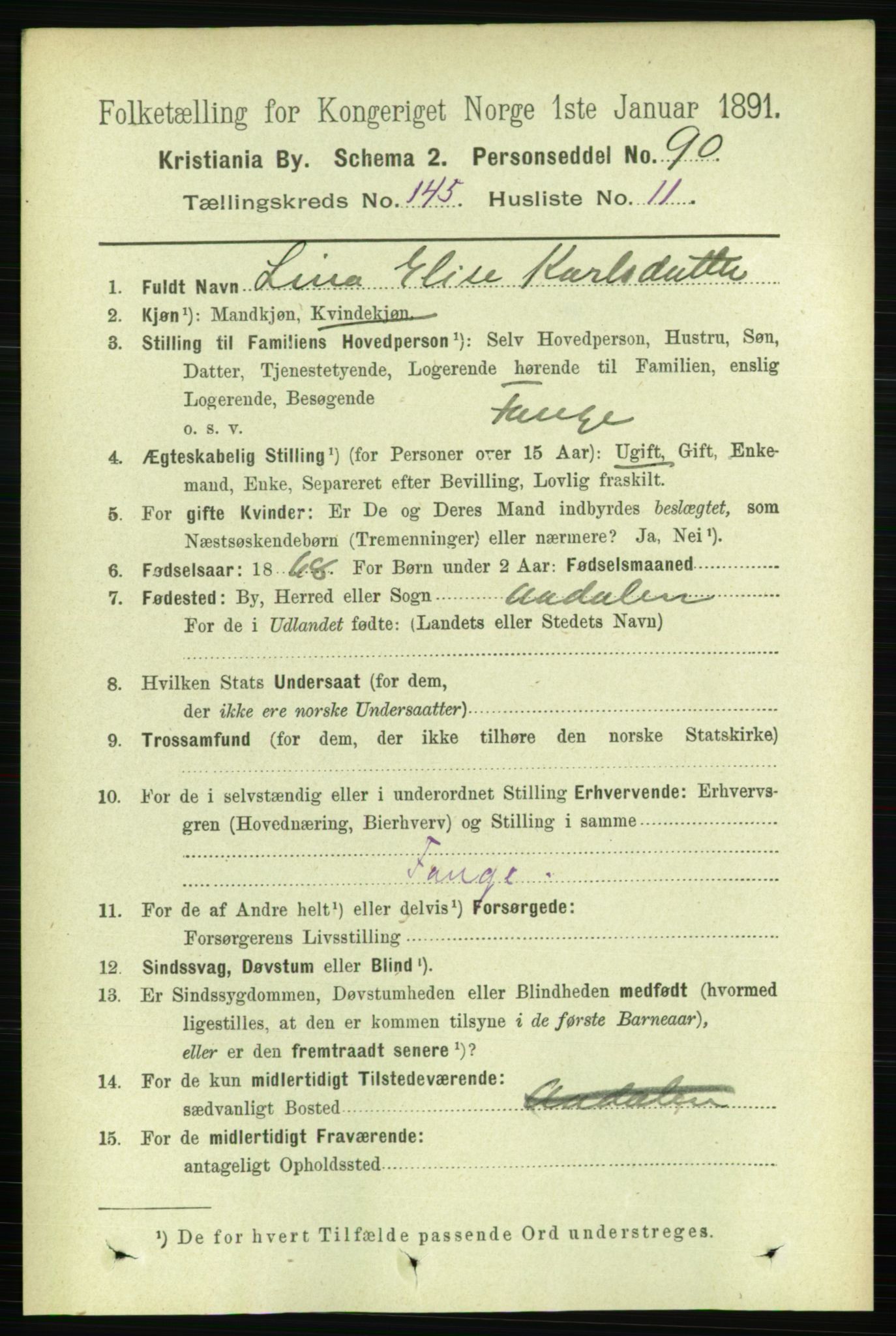 RA, 1891 census for 0301 Kristiania, 1891, p. 79755