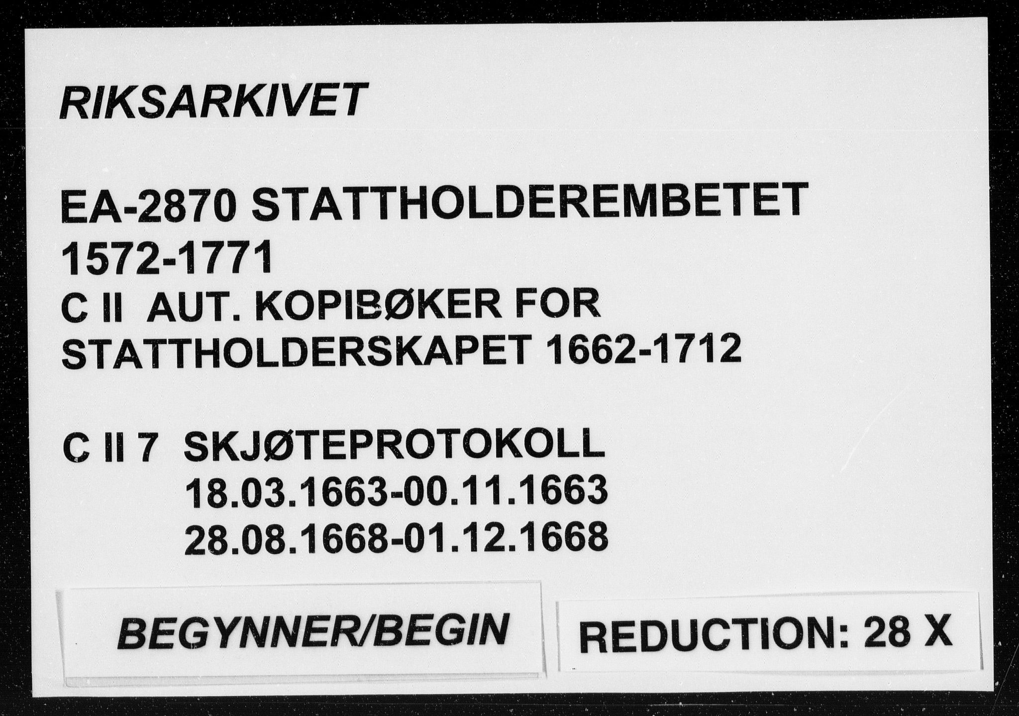 Stattholderembetet 1572-1771, AV/RA-EA-2870/Bb/L0007: Skjøteprotokoll, 1663-1668