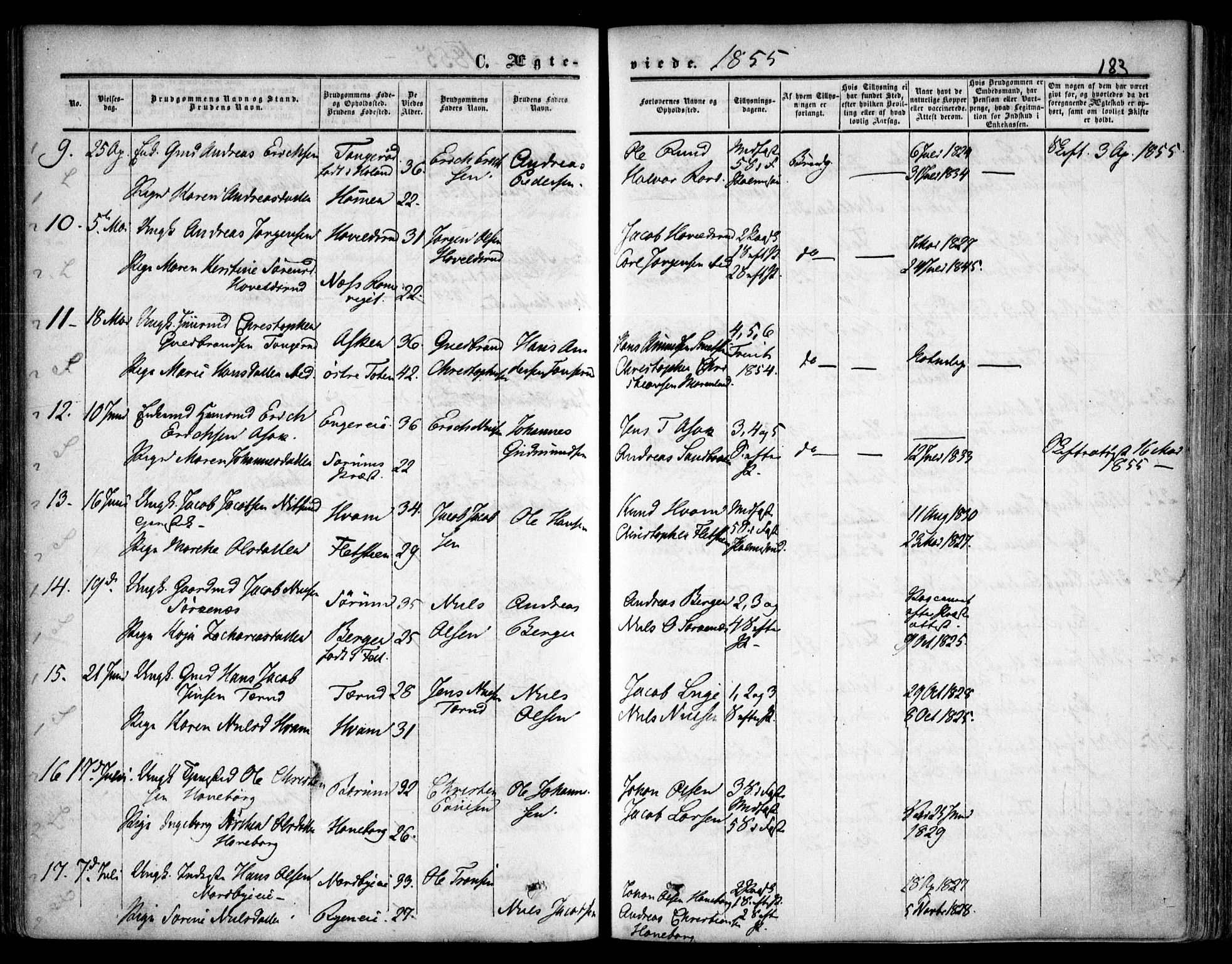 Skedsmo prestekontor Kirkebøker, AV/SAO-A-10033a/F/Fa/L0010: Parish register (official) no. I 10, 1854-1865, p. 183