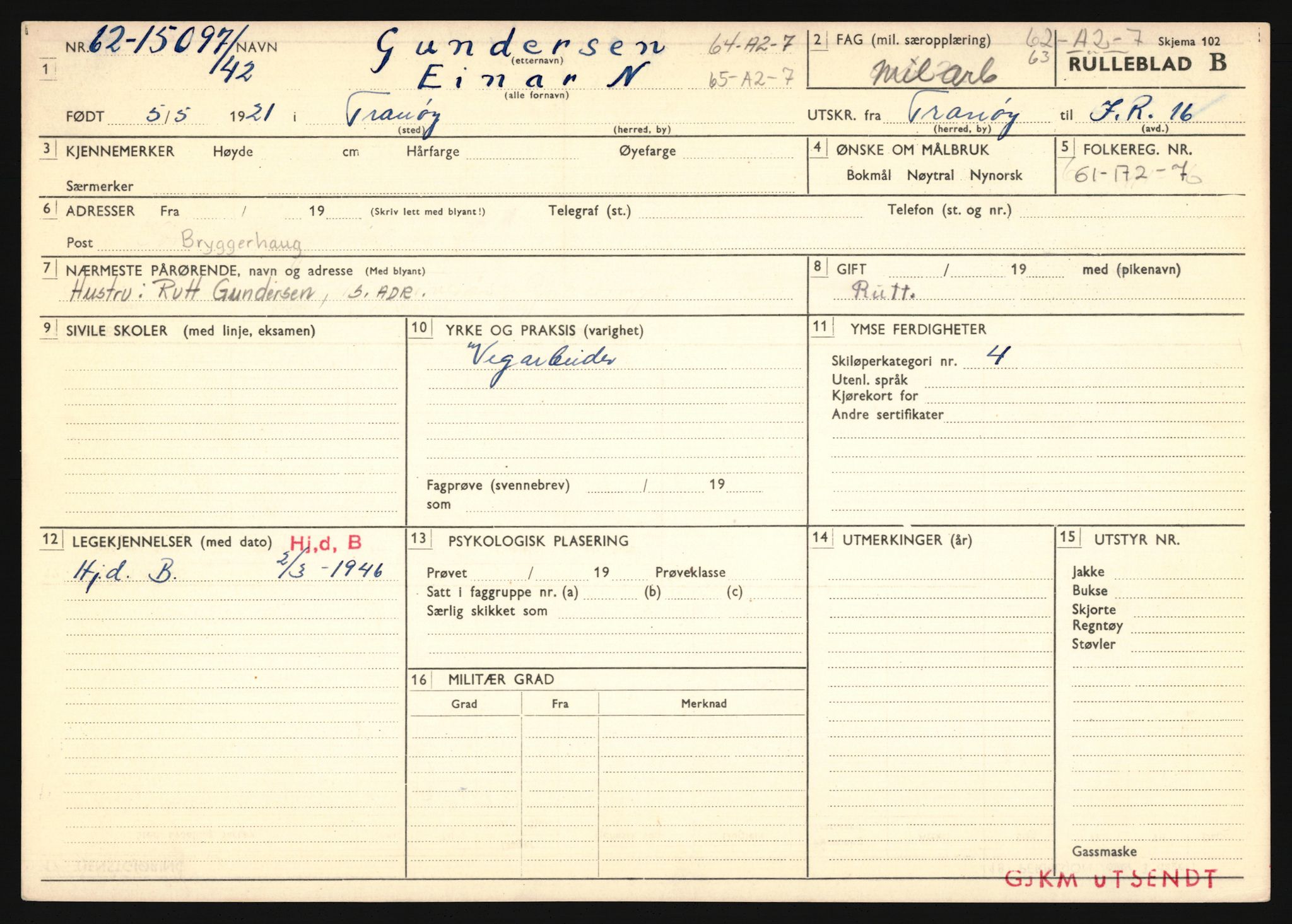 Forsvaret, Troms infanteriregiment nr. 16, AV/RA-RAFA-3146/P/Pa/L0024/0003: Rulleblad / Rulleblad for regimentets menige mannskaper, årsklasse 1942, 1942, p. 74