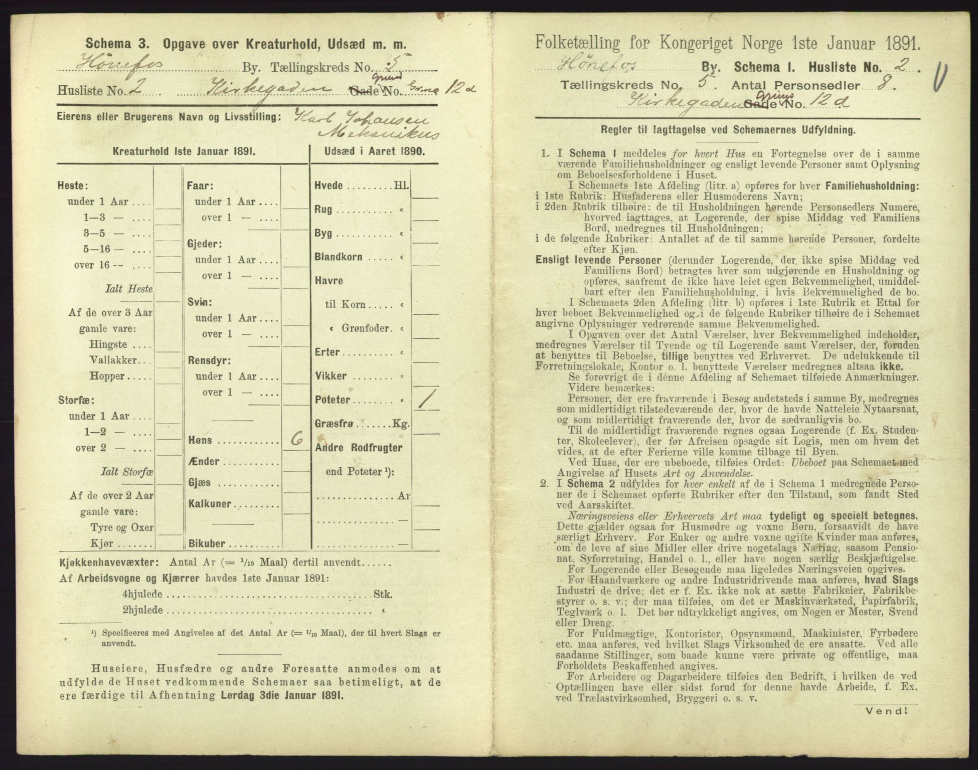 RA, 1891 census for 0601 Hønefoss, 1891, p. 147