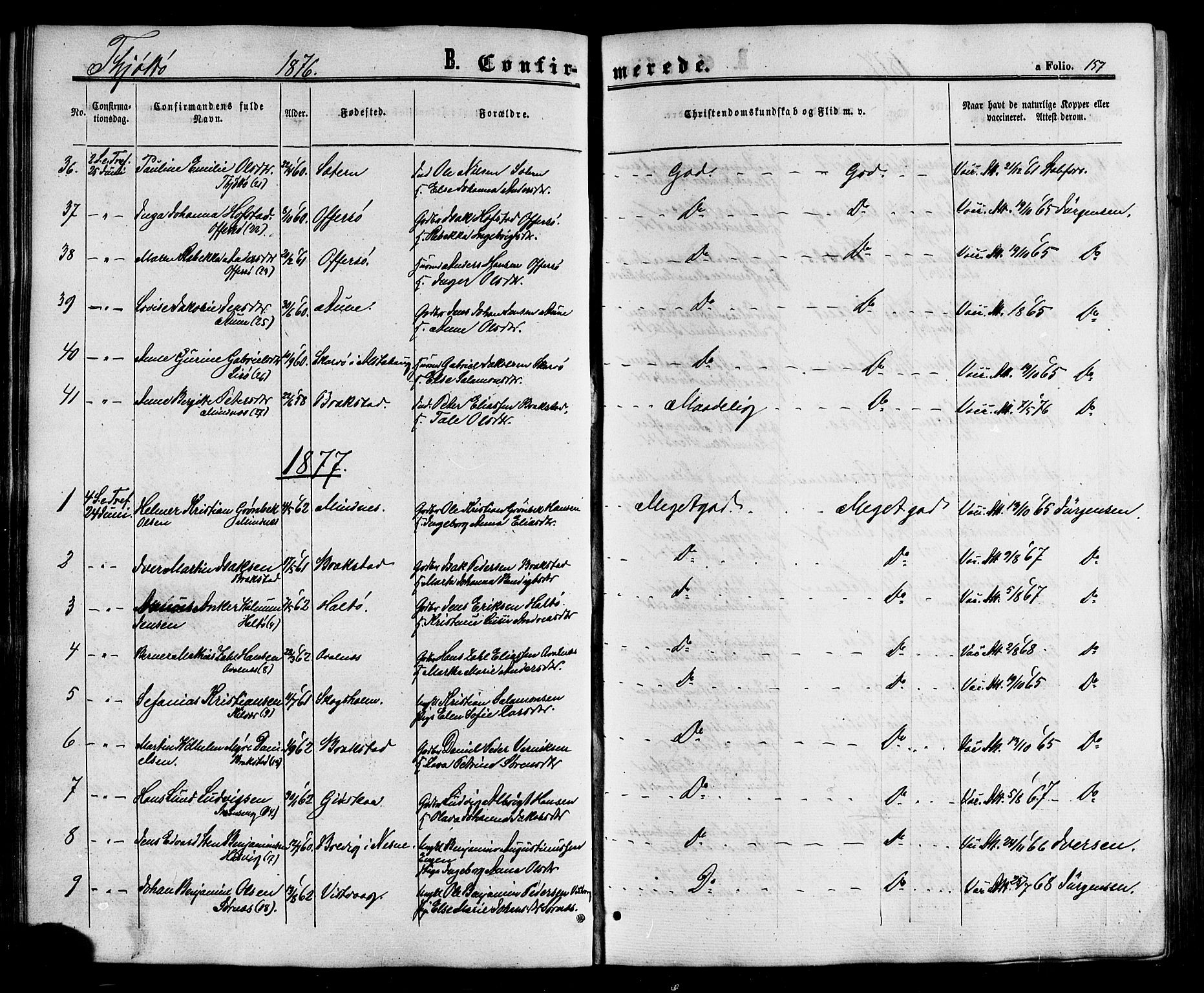 Ministerialprotokoller, klokkerbøker og fødselsregistre - Nordland, SAT/A-1459/817/L0262: Parish register (official) no. 817A03/ 1, 1862-1877, p. 157