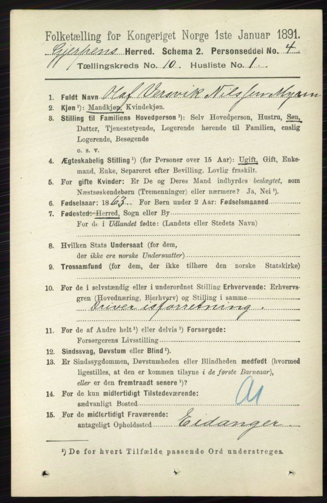 RA, 1891 census for 0812 Gjerpen, 1891, p. 6140