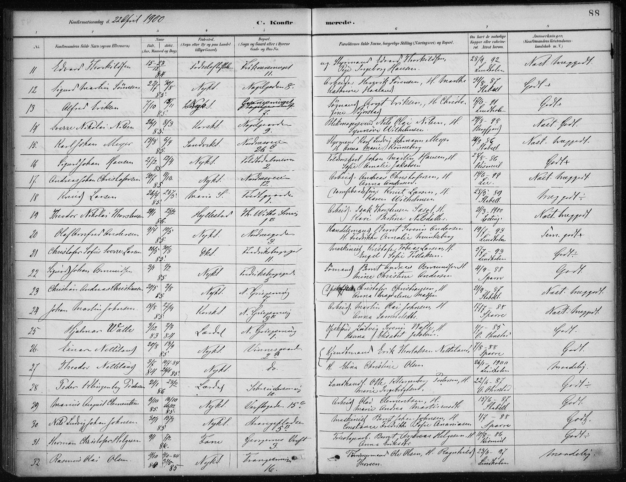 Nykirken Sokneprestembete, AV/SAB-A-77101/H/Haa/L0027: Parish register (official) no. C 6, 1886-1913, p. 88