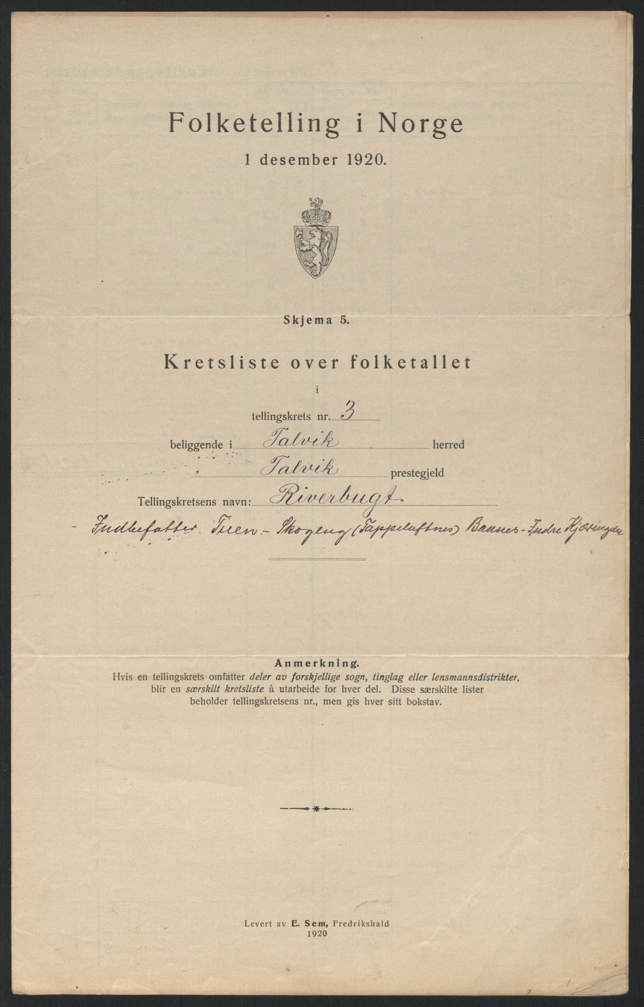 SATØ, 1920 census for Talvik, 1920, p. 12