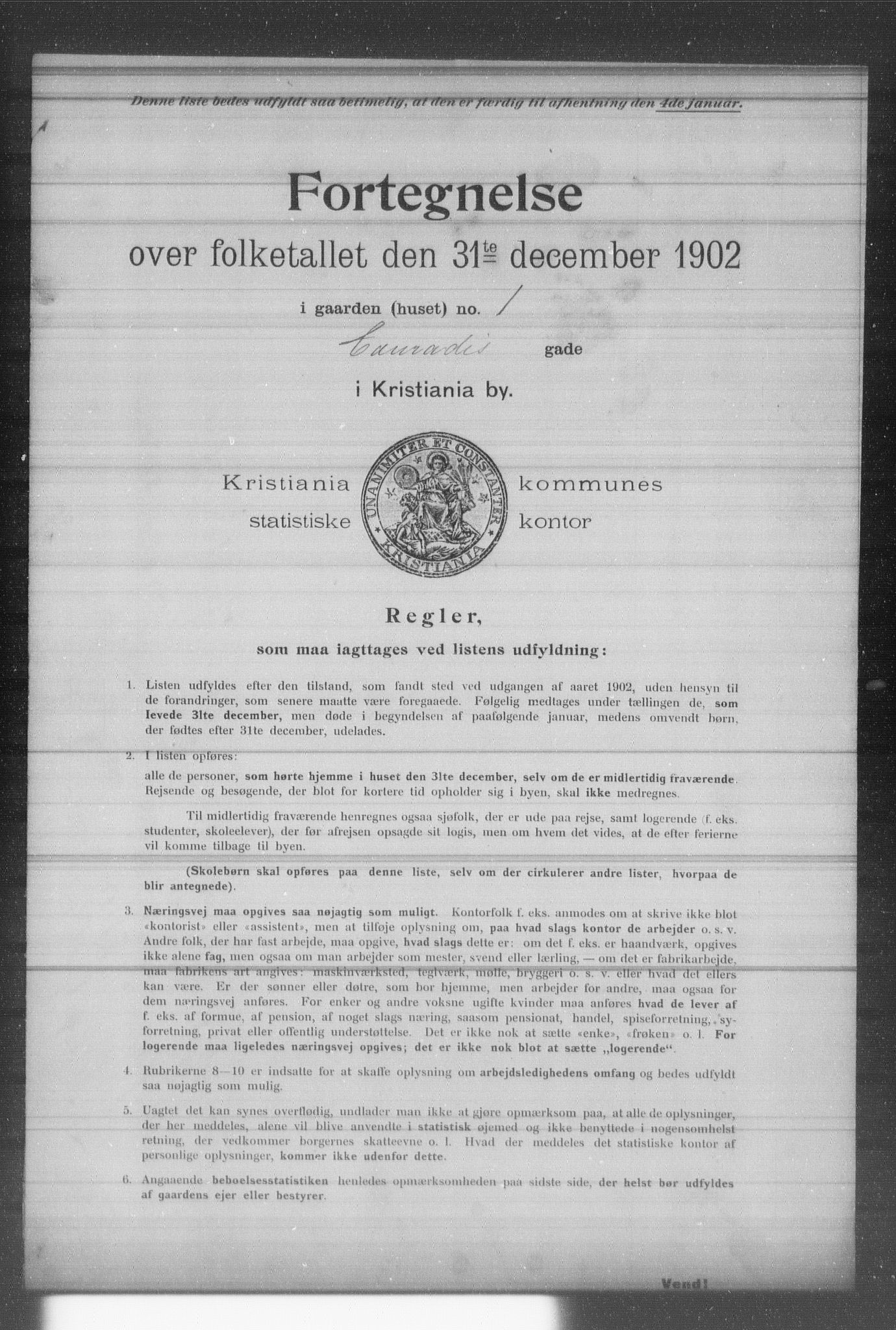 OBA, Municipal Census 1902 for Kristiania, 1902, p. 2560
