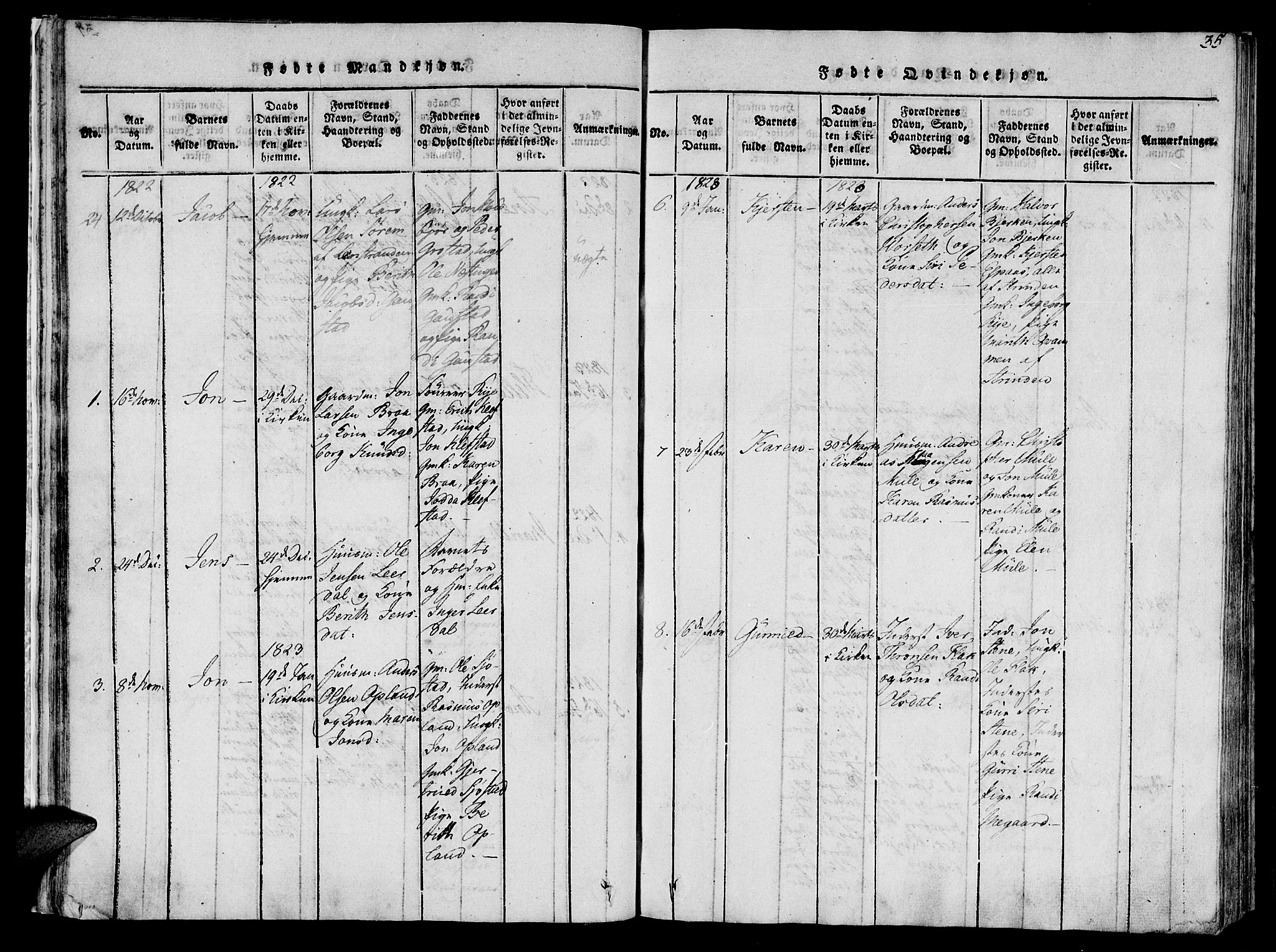 Ministerialprotokoller, klokkerbøker og fødselsregistre - Sør-Trøndelag, SAT/A-1456/612/L0372: Parish register (official) no. 612A06 /1, 1816-1828, p. 35
