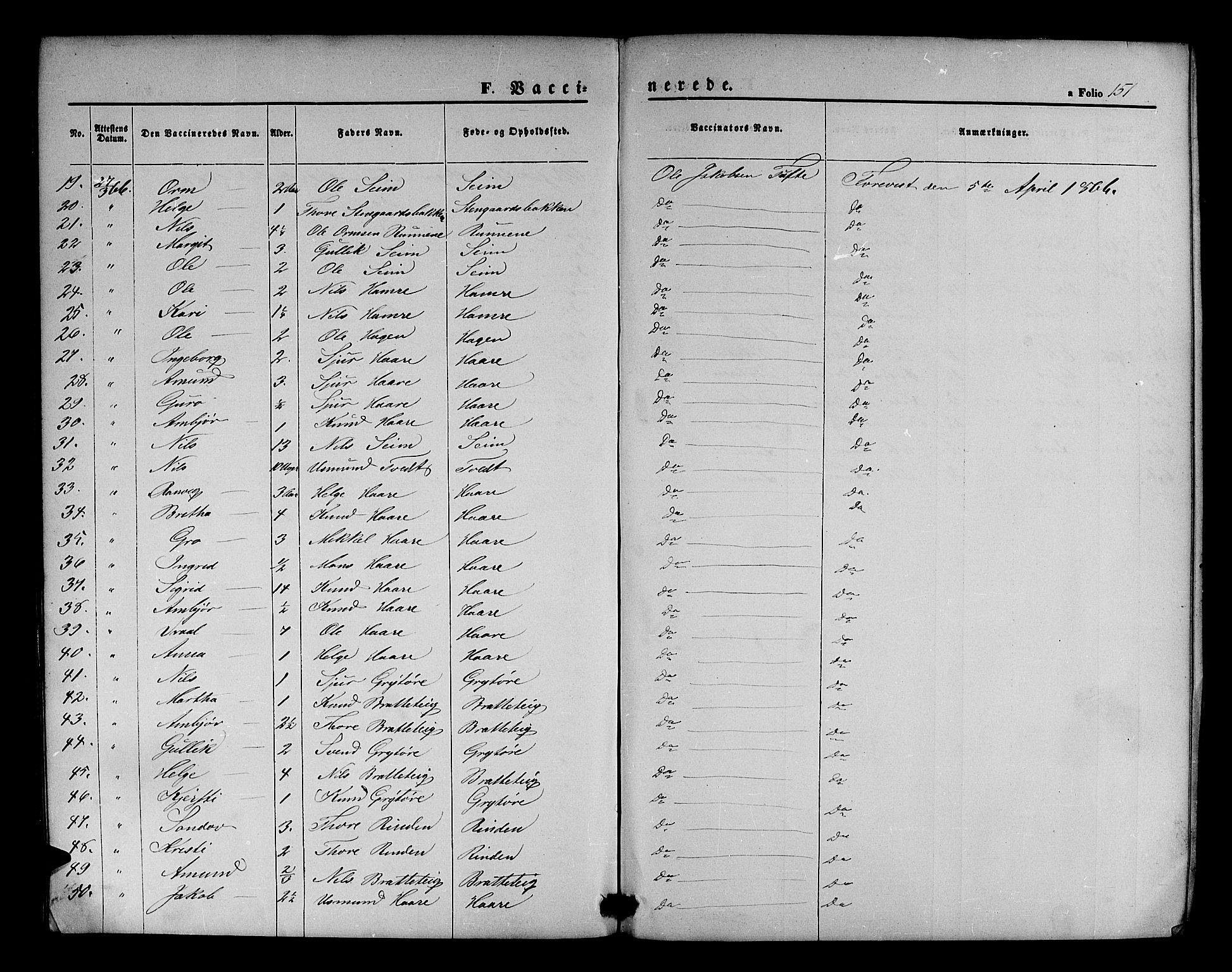 Røldal sokneprestembete, SAB/A-100247: Parish register (copy) no. A 2, 1861-1886, p. 151