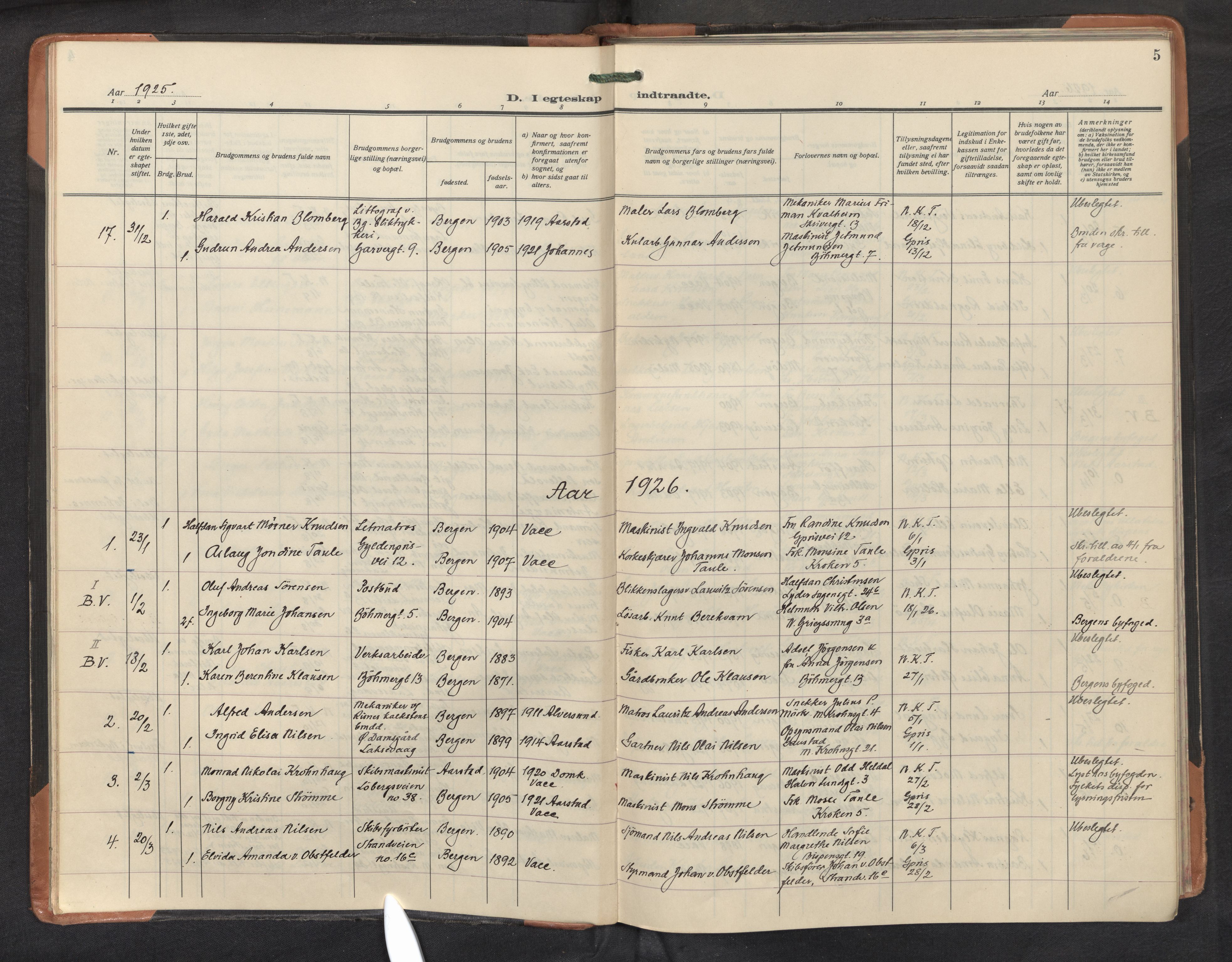 St. Markus sokneprestembete, AV/SAB-A-99935: Parish register (official) no. C 1, 1924-1947, p. 4b-5a