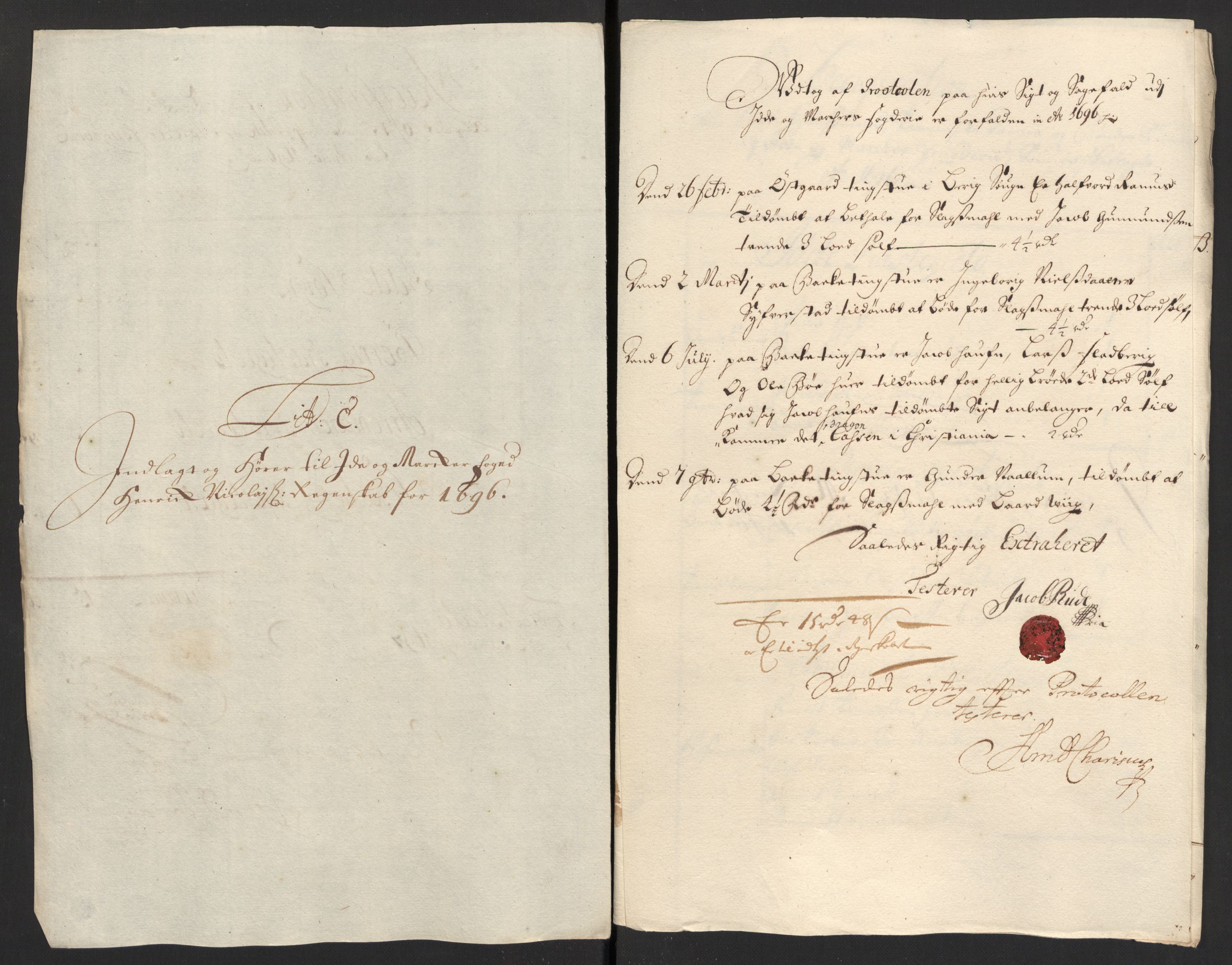 Rentekammeret inntil 1814, Reviderte regnskaper, Fogderegnskap, AV/RA-EA-4092/R01/L0013: Fogderegnskap Idd og Marker, 1696-1698, p. 113