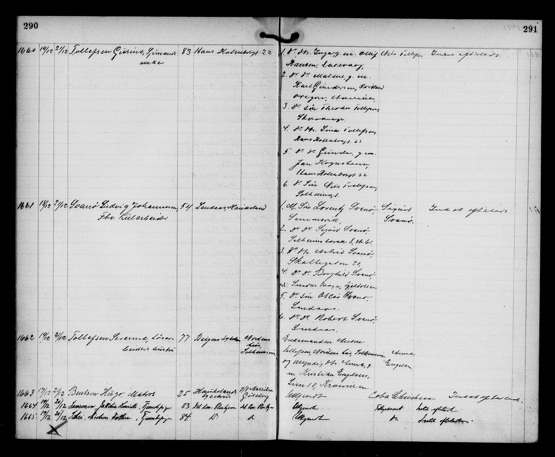 Byfogd og Byskriver i Bergen, AV/SAB-A-3401/06/06Na/L0012: Dødsfallsjournaler, 1918-1919, p. 290-291