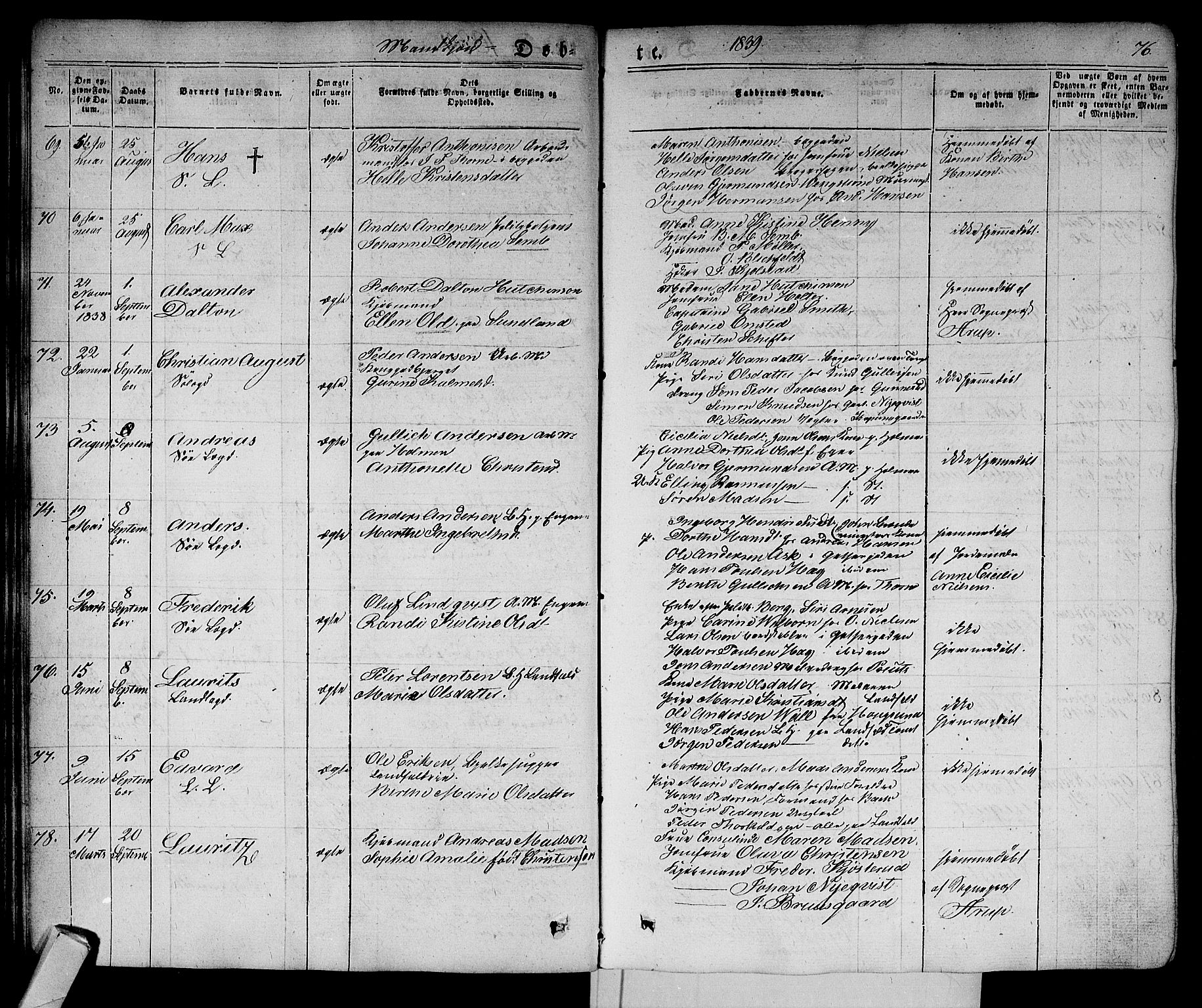 Bragernes kirkebøker, AV/SAKO-A-6/F/Fb/L0001: Parish register (official) no. II 1, 1830-1847, p. 76