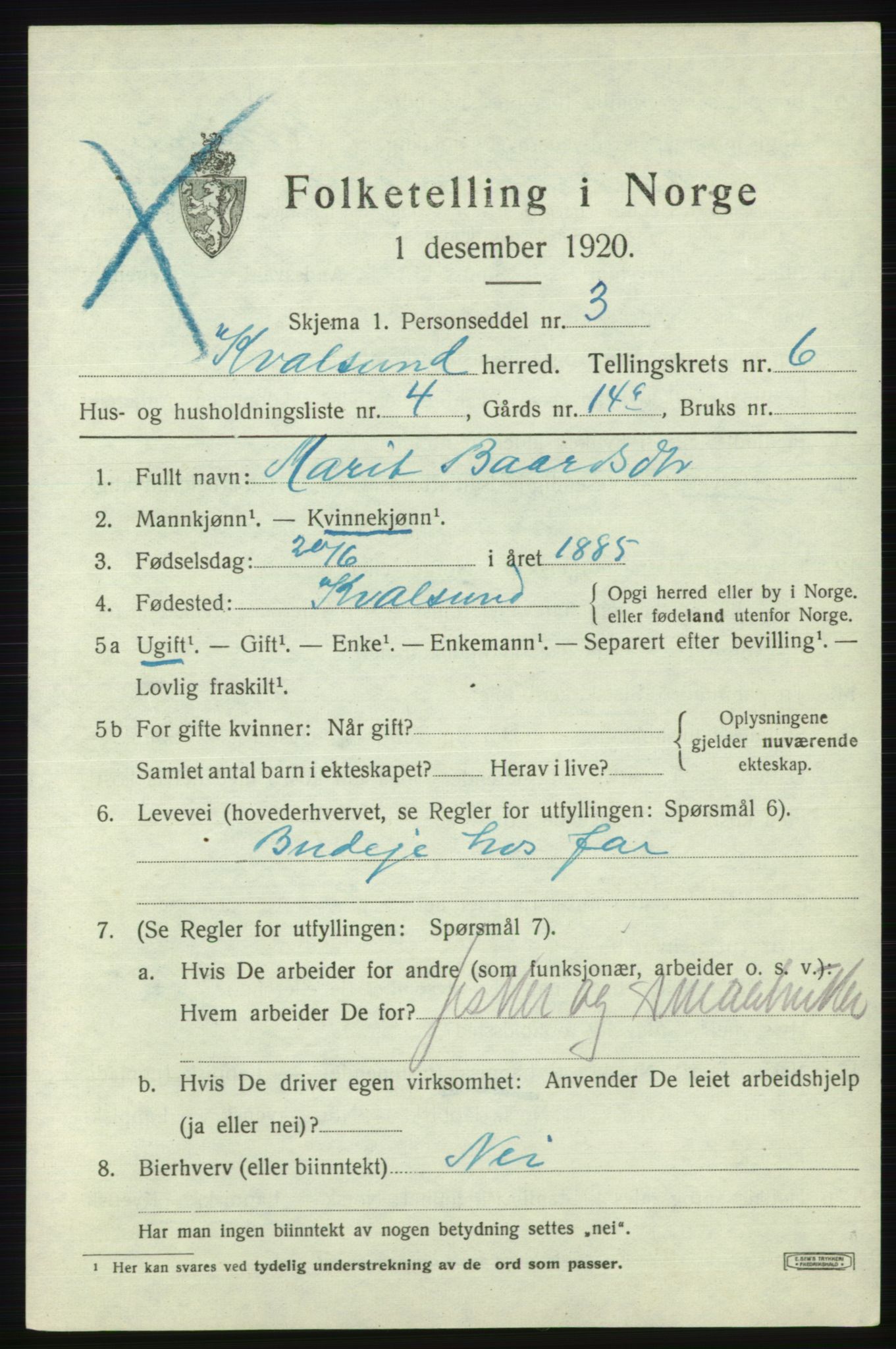 SATØ, 1920 census for , 1920, p. 2032