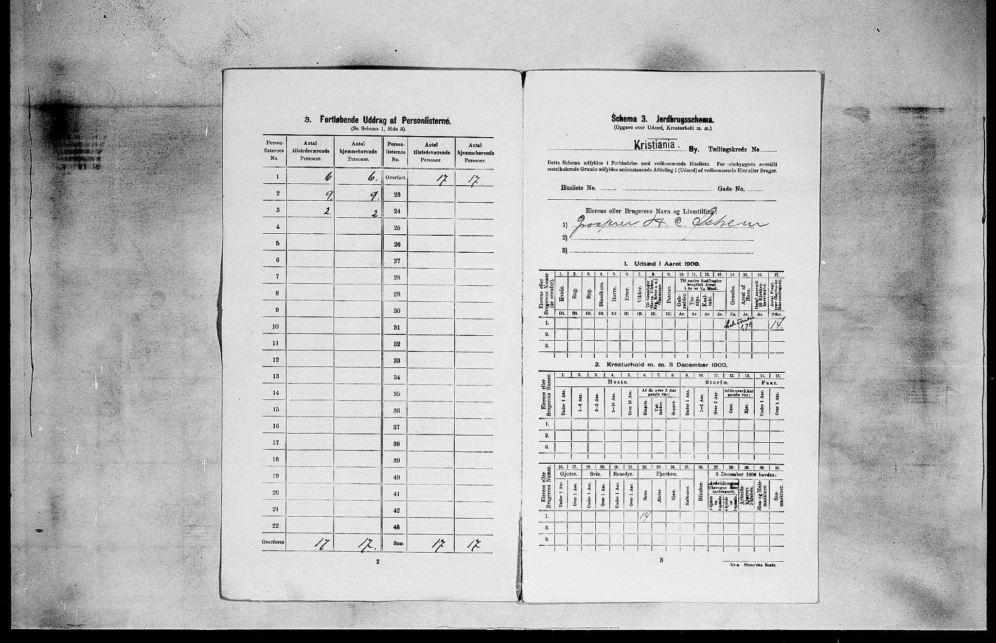 SAO, 1900 census for Kristiania, 1900, p. 6316