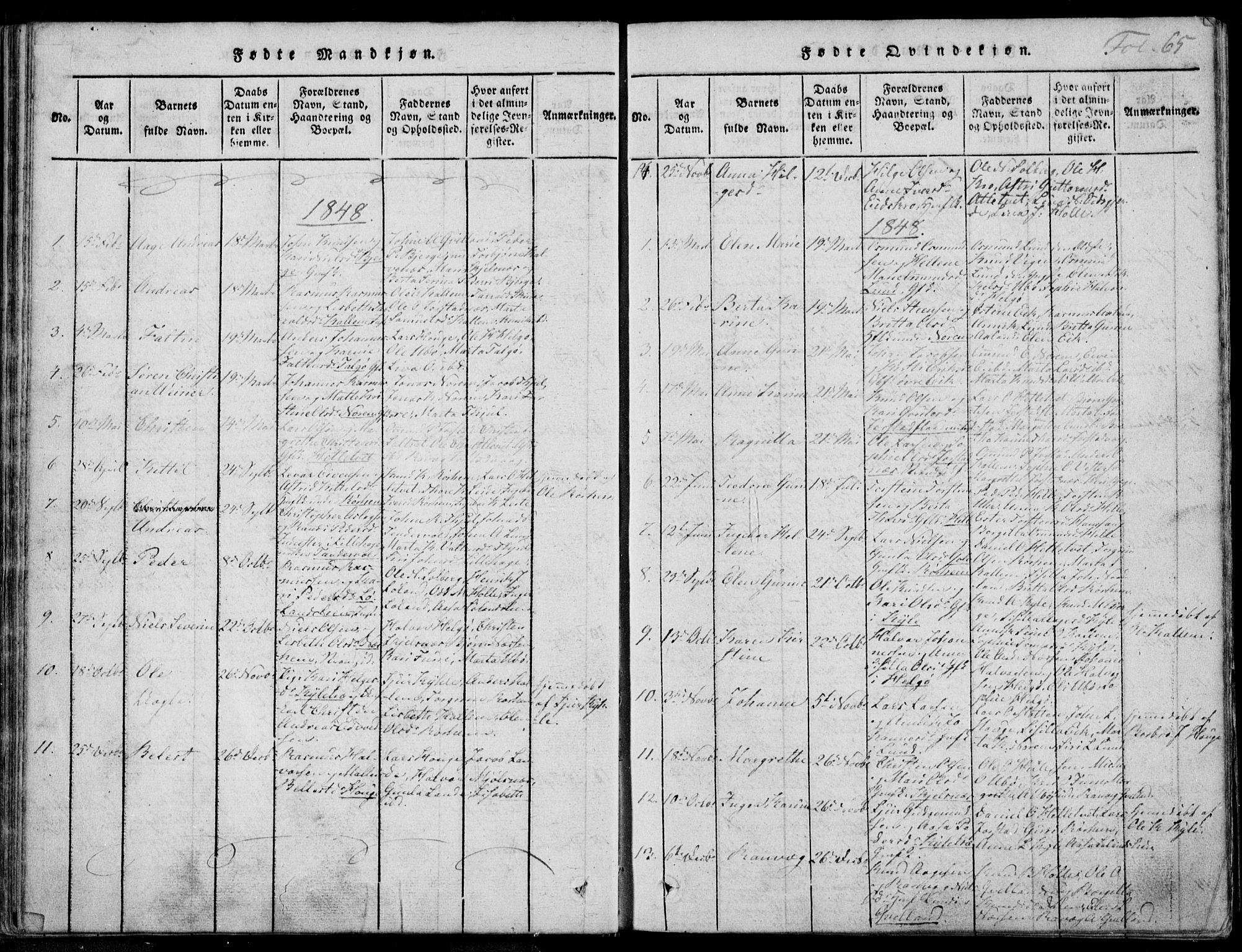 Nedstrand sokneprestkontor, AV/SAST-A-101841/01/IV: Parish register (official) no. A 7, 1816-1870, p. 65