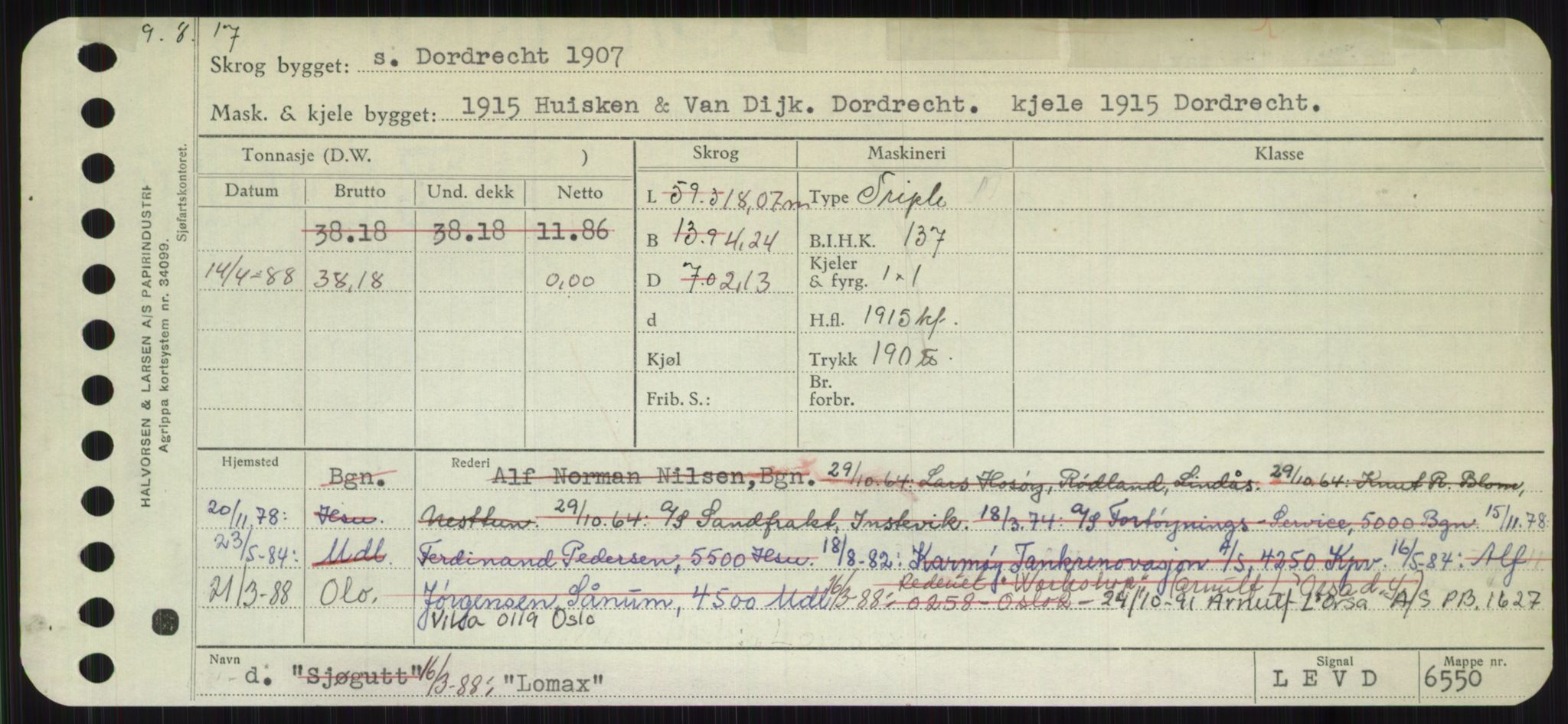 Sjøfartsdirektoratet med forløpere, Skipsmålingen, RA/S-1627/H/Ha/L0003/0002: Fartøy, Hilm-Mar / Fartøy, Kom-Mar, p. 585