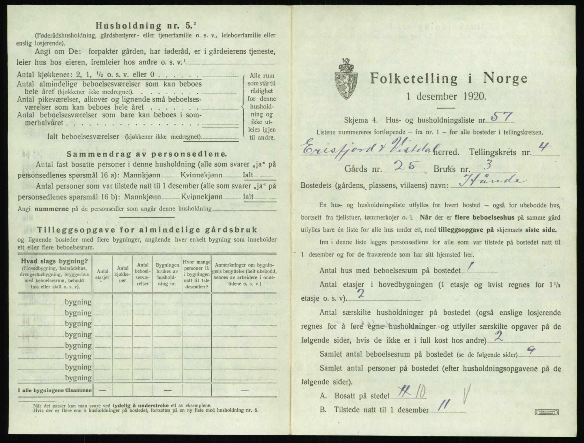 SAT, 1920 census for Eresfjord og Vistdal, 1920, p. 393