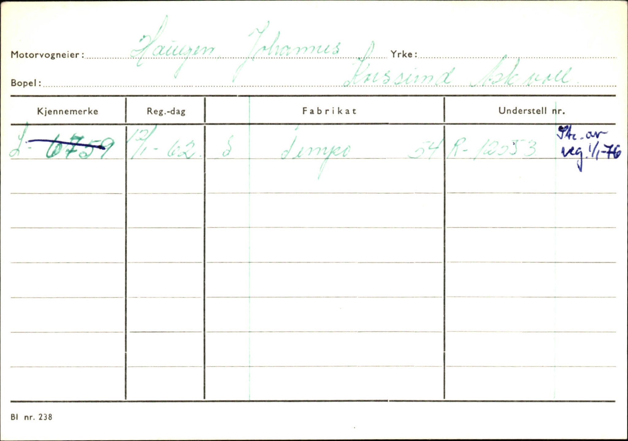 Statens vegvesen, Sogn og Fjordane vegkontor, AV/SAB-A-5301/4/F/L0132: Eigarregister Askvoll A-Å. Balestrand A-Å, 1945-1975, p. 495