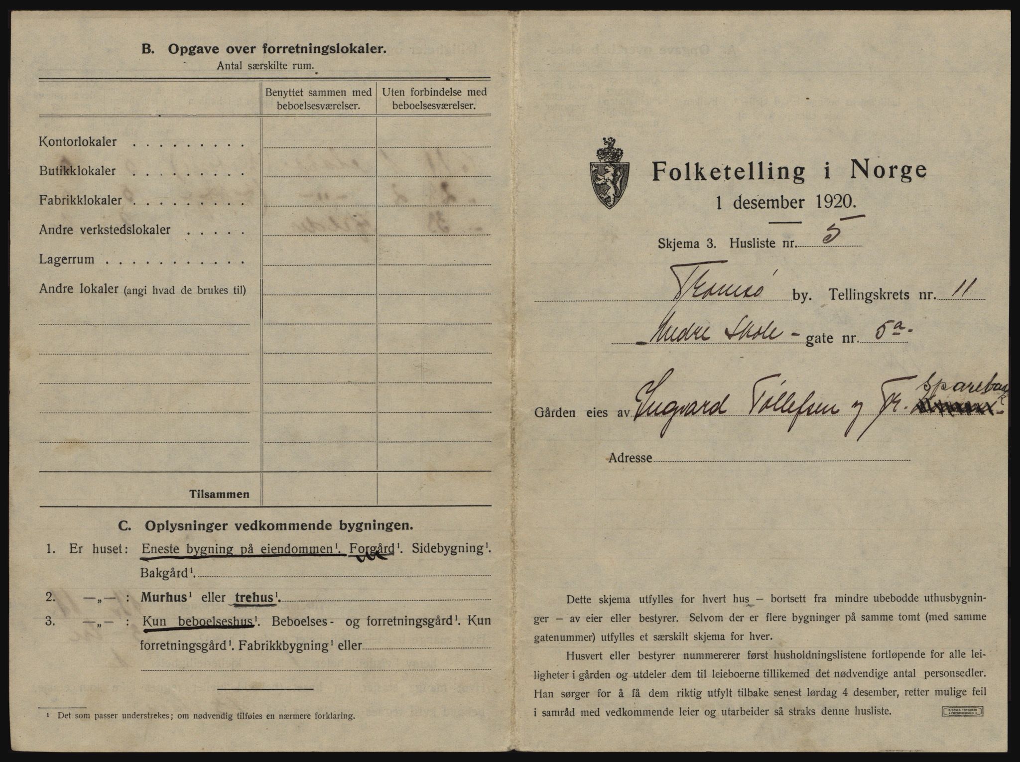 SATØ, 1920 census for Tromsø, 1920, p. 1833