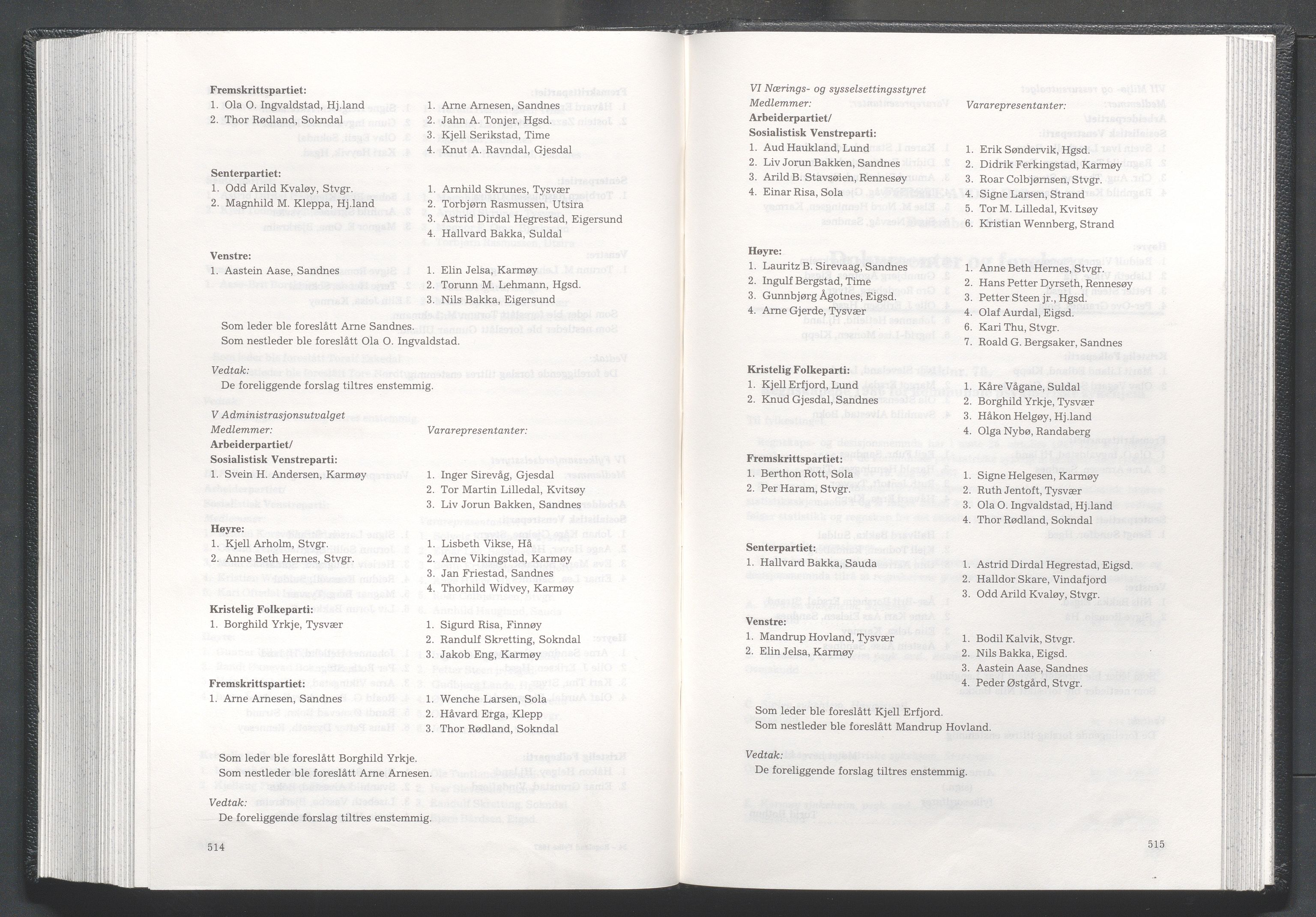 Rogaland fylkeskommune - Fylkesrådmannen , IKAR/A-900/A/Aa/Aaa/L0107: Møtebok , 1987, p. 514-515