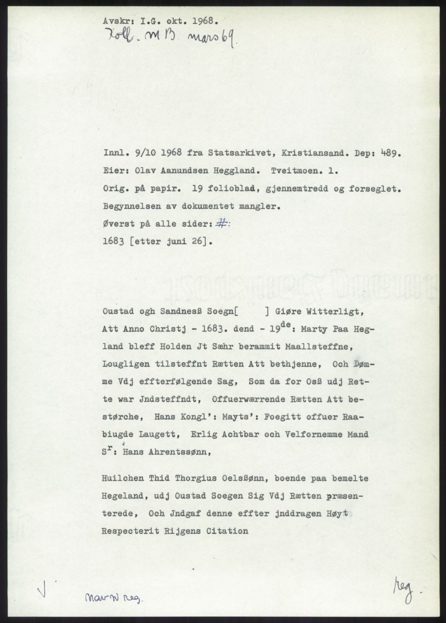 Samlinger til kildeutgivelse, Diplomavskriftsamlingen, AV/RA-EA-4053/H/Ha, p. 1508