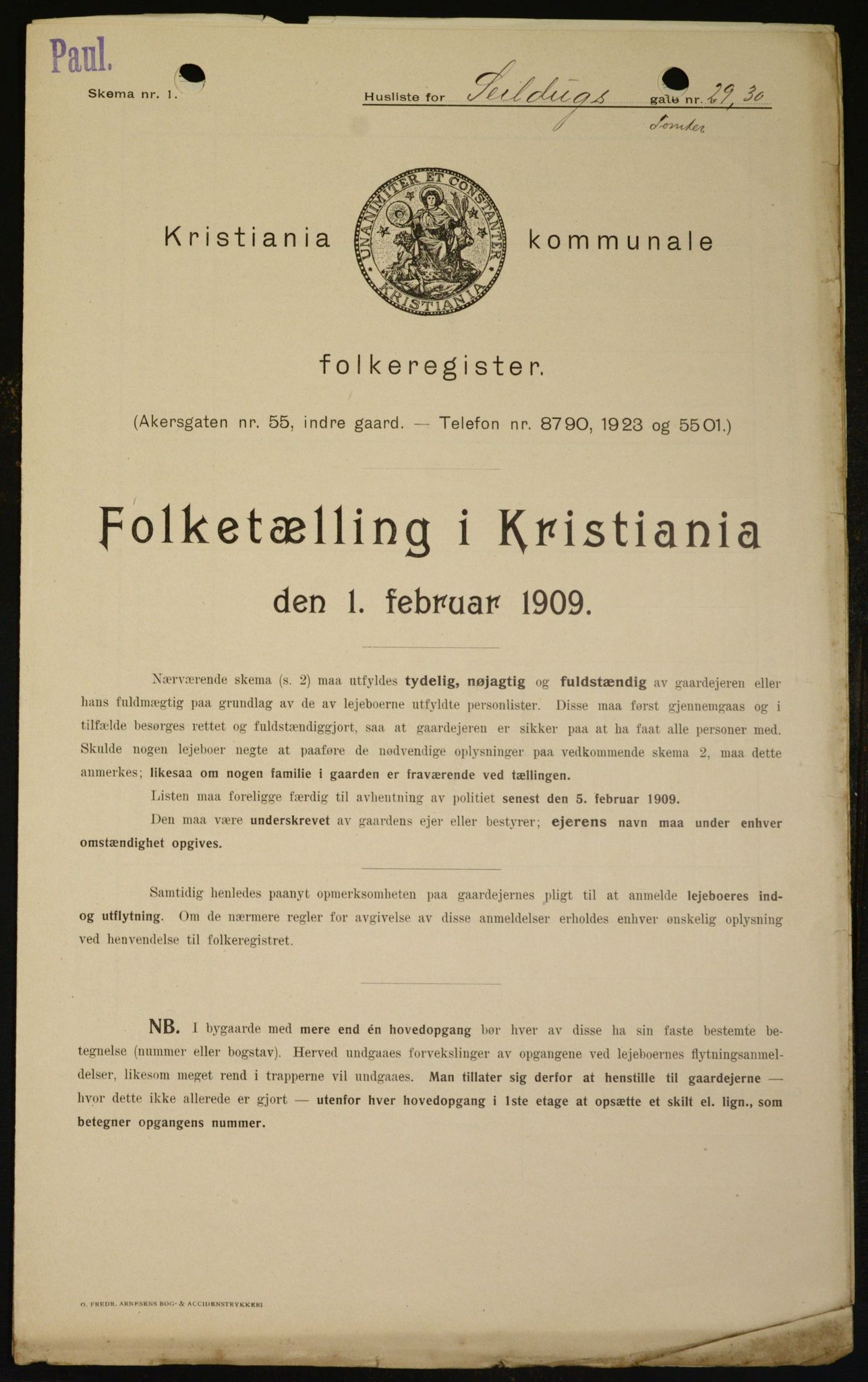 OBA, Municipal Census 1909 for Kristiania, 1909, p. 85871
