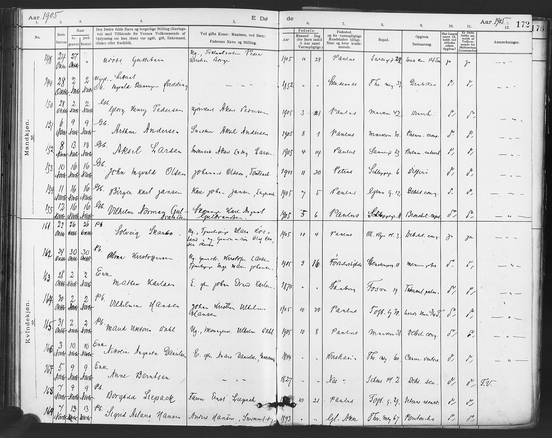 Paulus prestekontor Kirkebøker, AV/SAO-A-10871/F/Fa/L0012: Parish register (official) no. 12, 1897-1908, p. 172