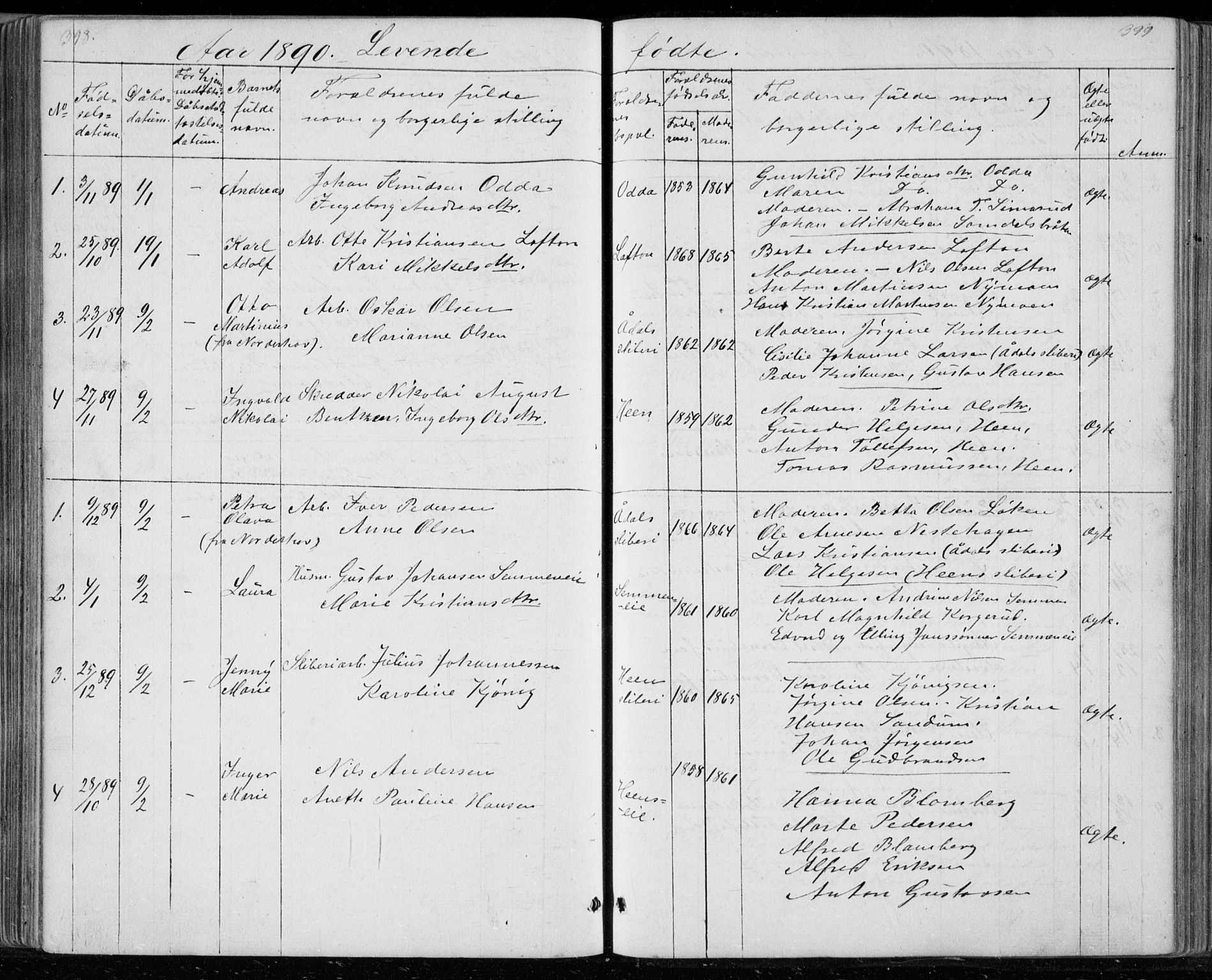 Ådal kirkebøker, SAKO/A-248/G/Gc/L0001: Parish register (copy) no. III 1, 1862-1898, p. 398-399