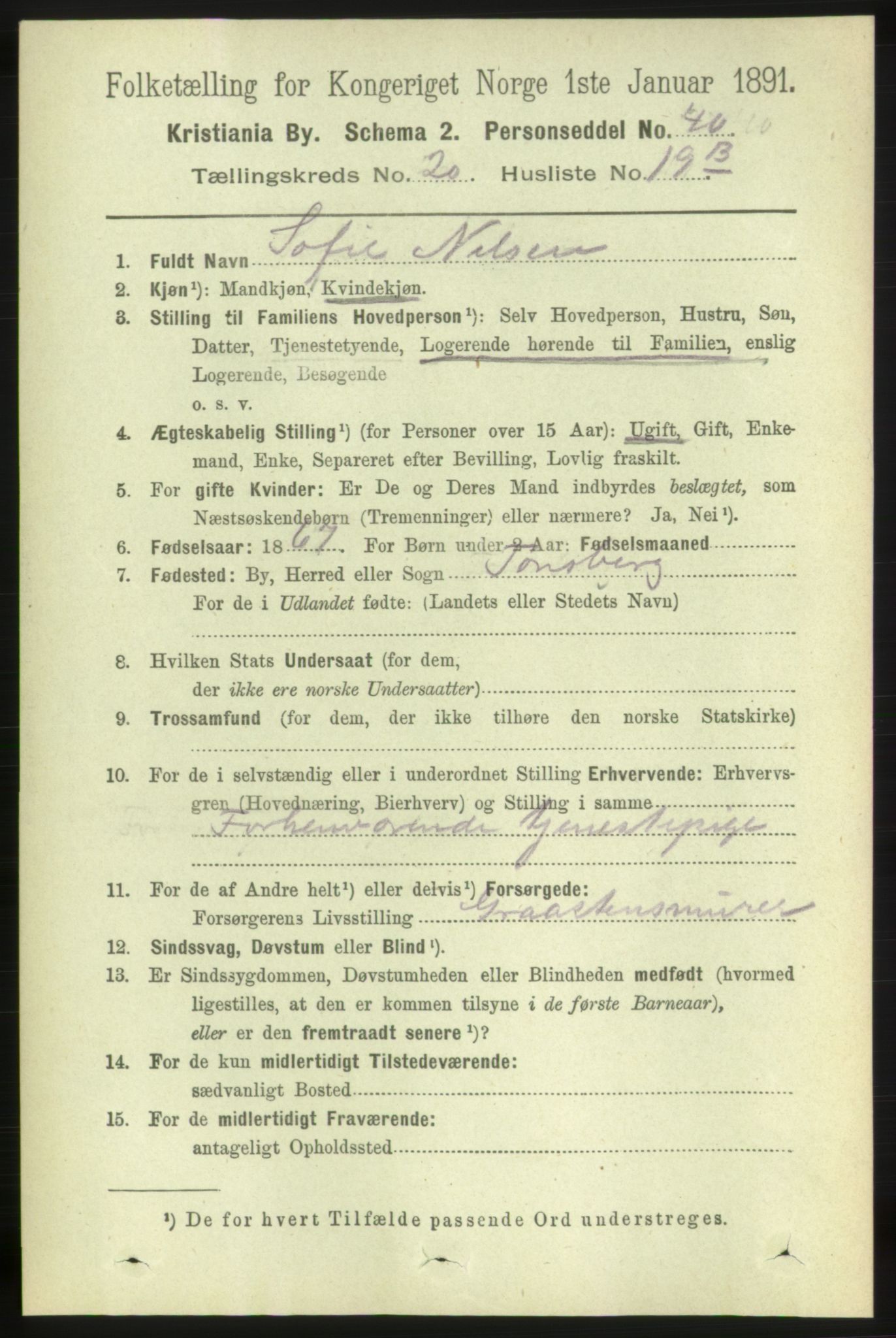 RA, 1891 census for 0301 Kristiania, 1891, p. 10296